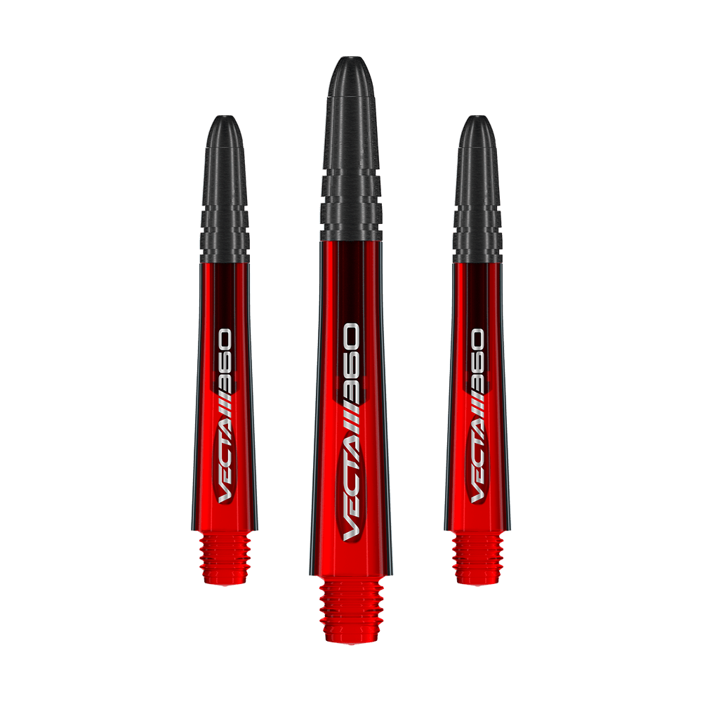 Winmau Vecta Blade 360 shafts - Rood Das Produkt zeigt einen Satz von Dart-Shafts mit dem Namen 7025-219_Winmau_Vecta_Blade360_Shafts_Rot_40mm_1Set. Die Dart-Shafts sind rot und 40 mm lang.