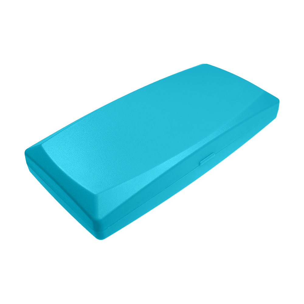 ABS Box Die Abbildung zeigt eine rechteckige, himmelblaue Kunststoffbox. Sie hat eine glatte Oberfläche und ist geschlossen.