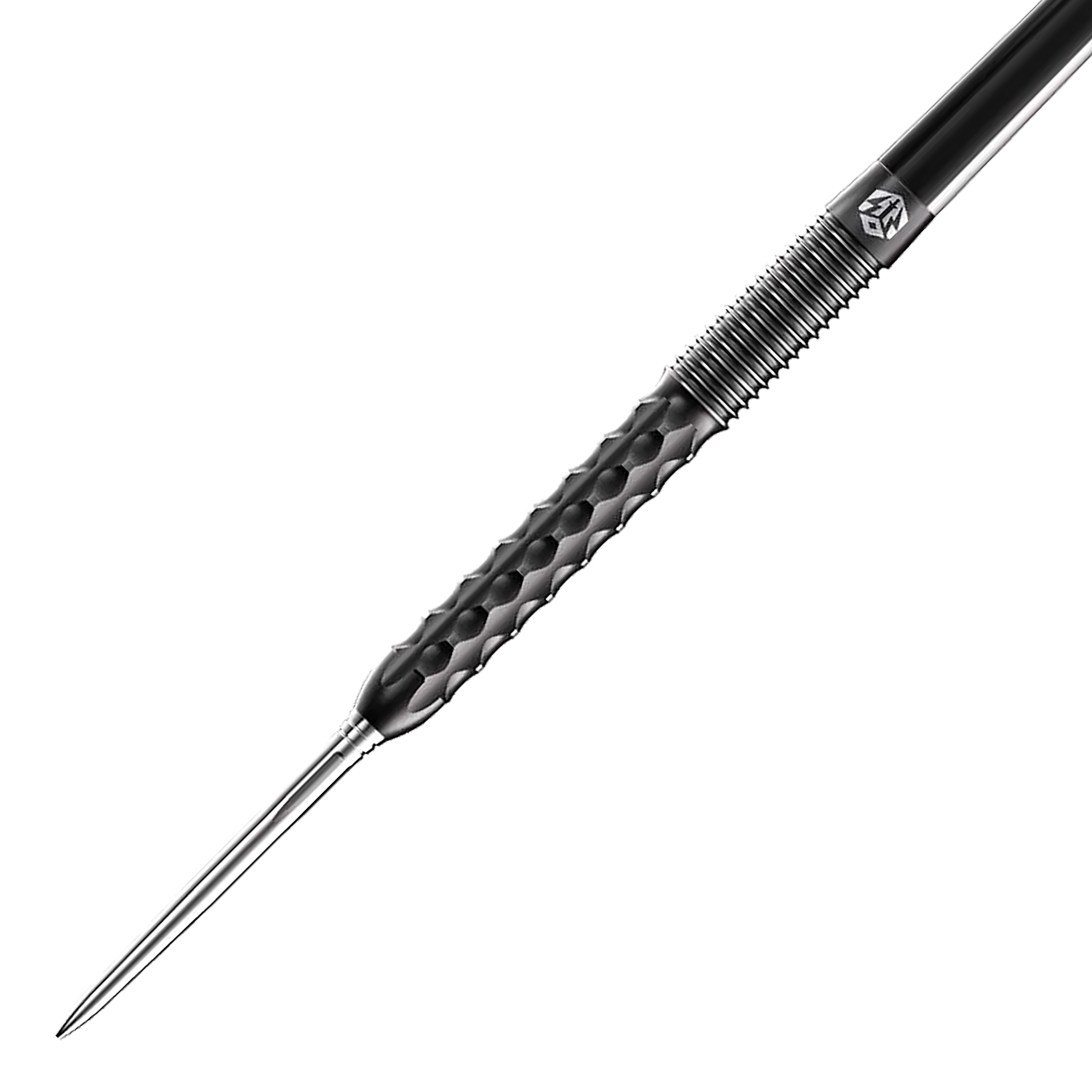 Caliburn Sword S1 stalen pijlen Das Bild zeigt einen Caliburn Sword S1 Steeldart. Der Dartpfeil hat eine silberne Spitze und einen schwarz strukturierten Griff.