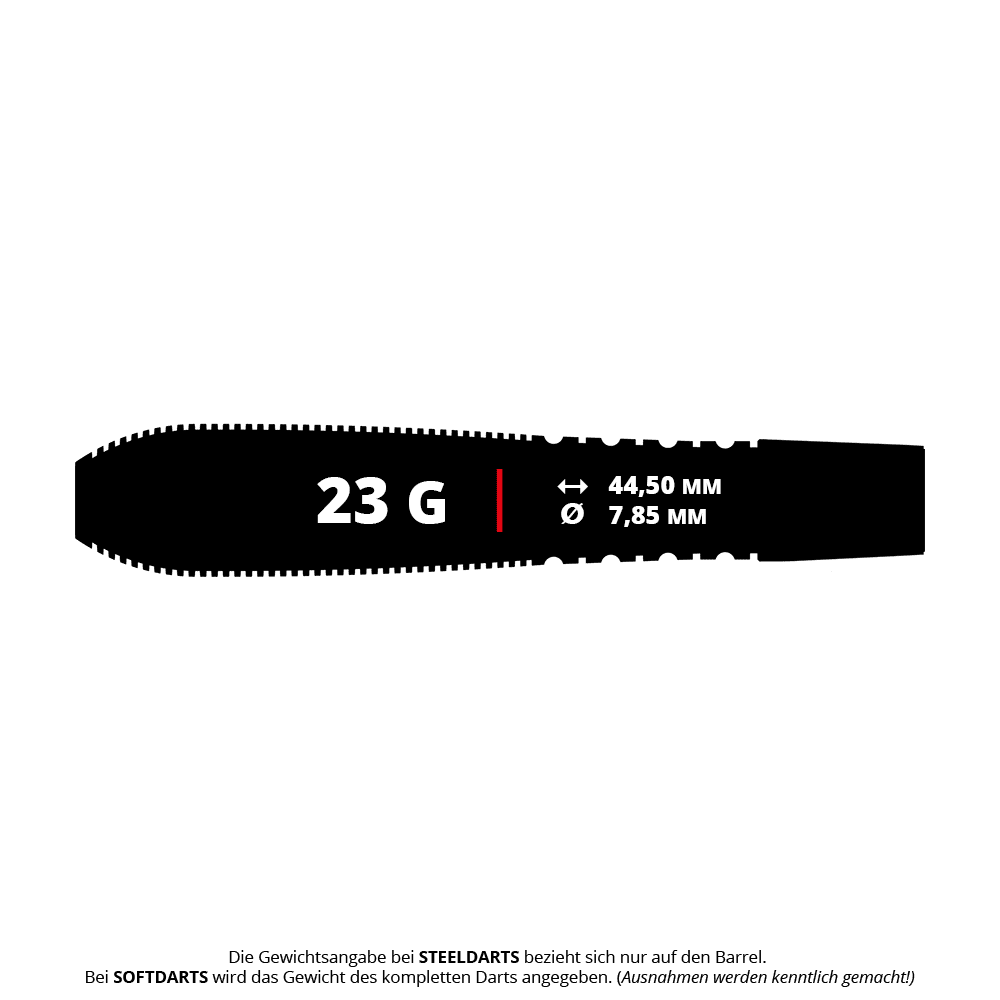 Das Bild zeigt Bulls NL Chaos Blue Steeldarts mit einem Gewicht von 23g. Die Steeldarts haben ein auffälliges blaues Design.