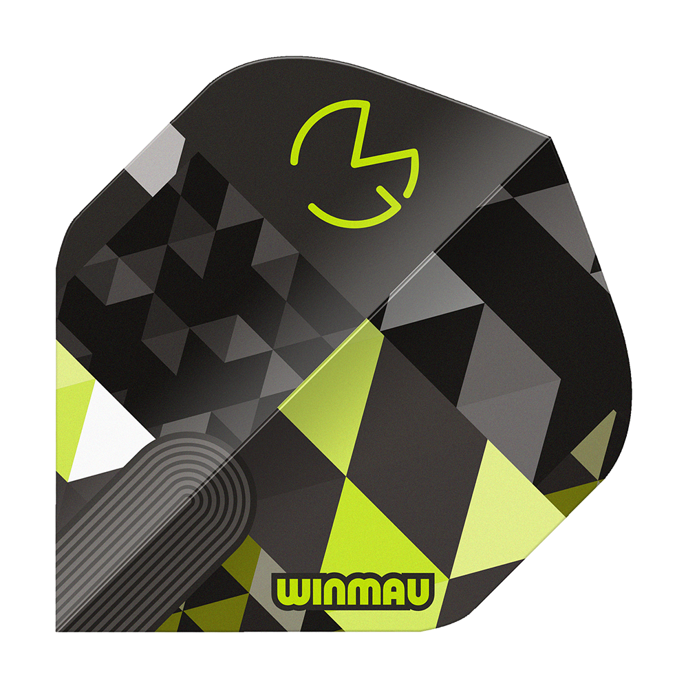 Winmau Prism Delta MvG Logo Groen Nr. 2 Standaardvluchten Zu sehen ist Winmau Prism Delta MvG Logo Green No2 Standard Flights. Es handelt sich um Dart-Flights in grün mit MvG-Logo.