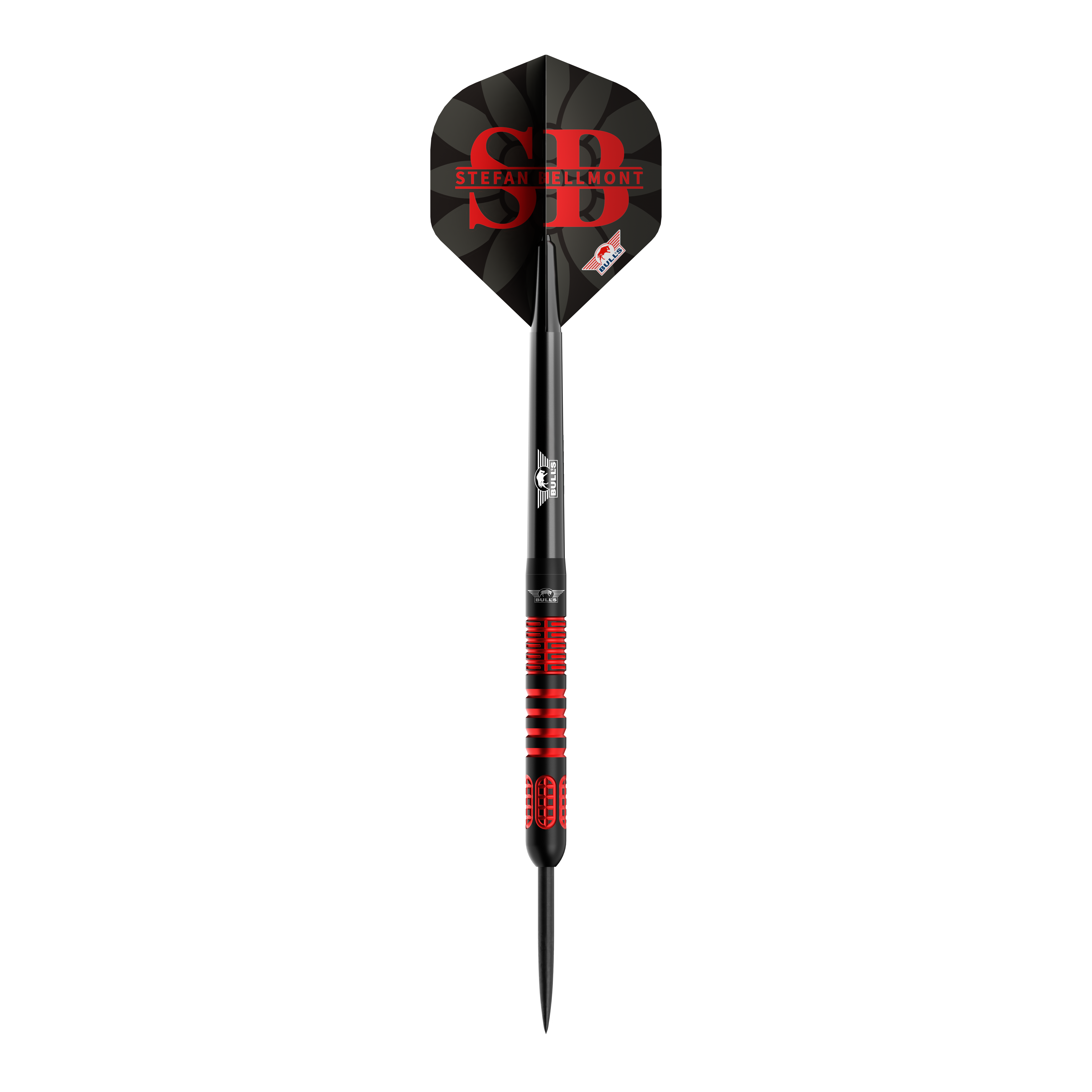 Diese Abbildung zeigt die Bulls NL Stefan Bellmont 90 Steeldarts 23g. Die Steeldarts zeichnen sich durch ihr stilvolles Design und hohe Qualität aus.