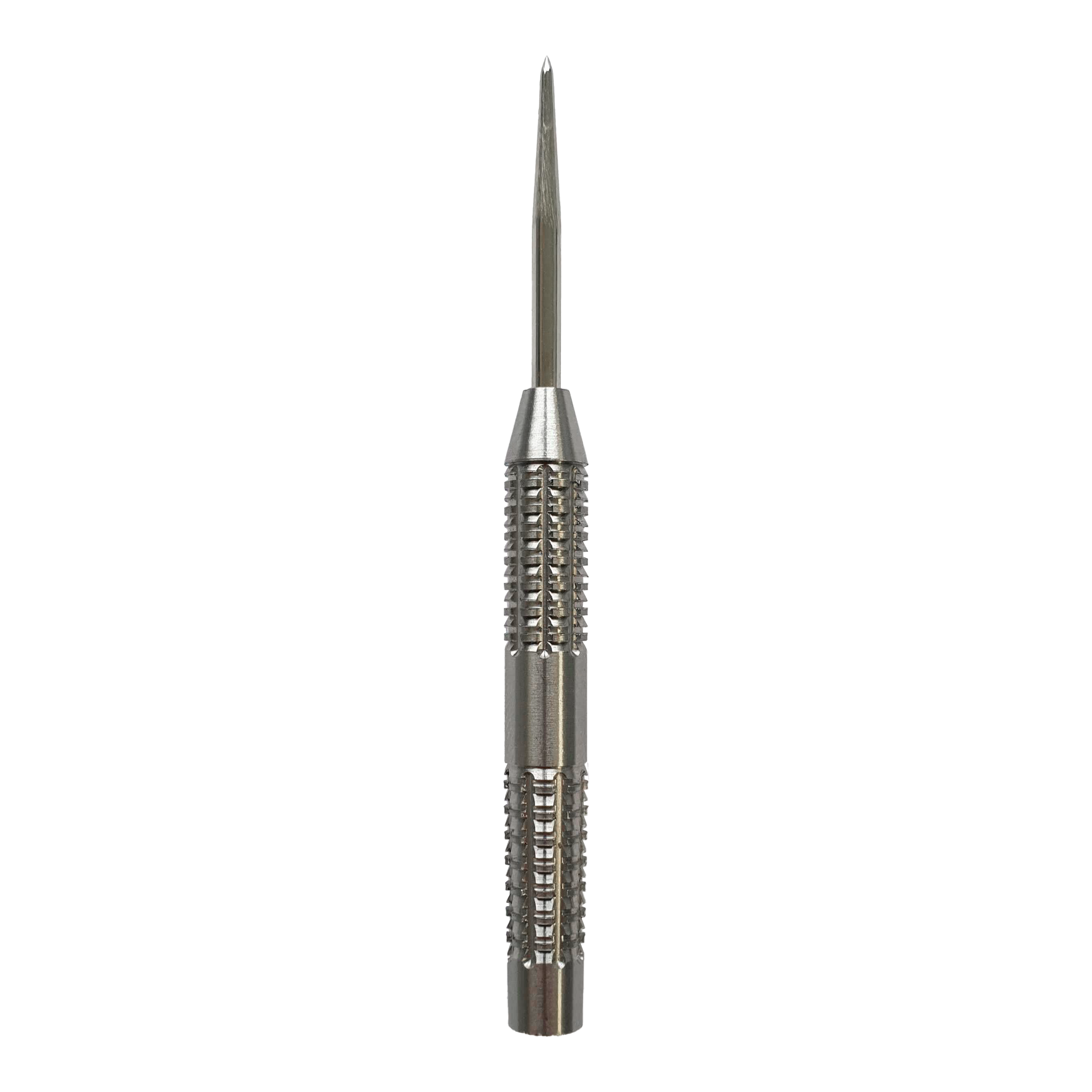 McDart SilverGrip Steeldart-vaten Das Bild zeigt einen McDart SilverGrip Steeldart Barrel. Der Dart ist aus Metall und hat eine strukturierte Grifffläche für besseren Halt.