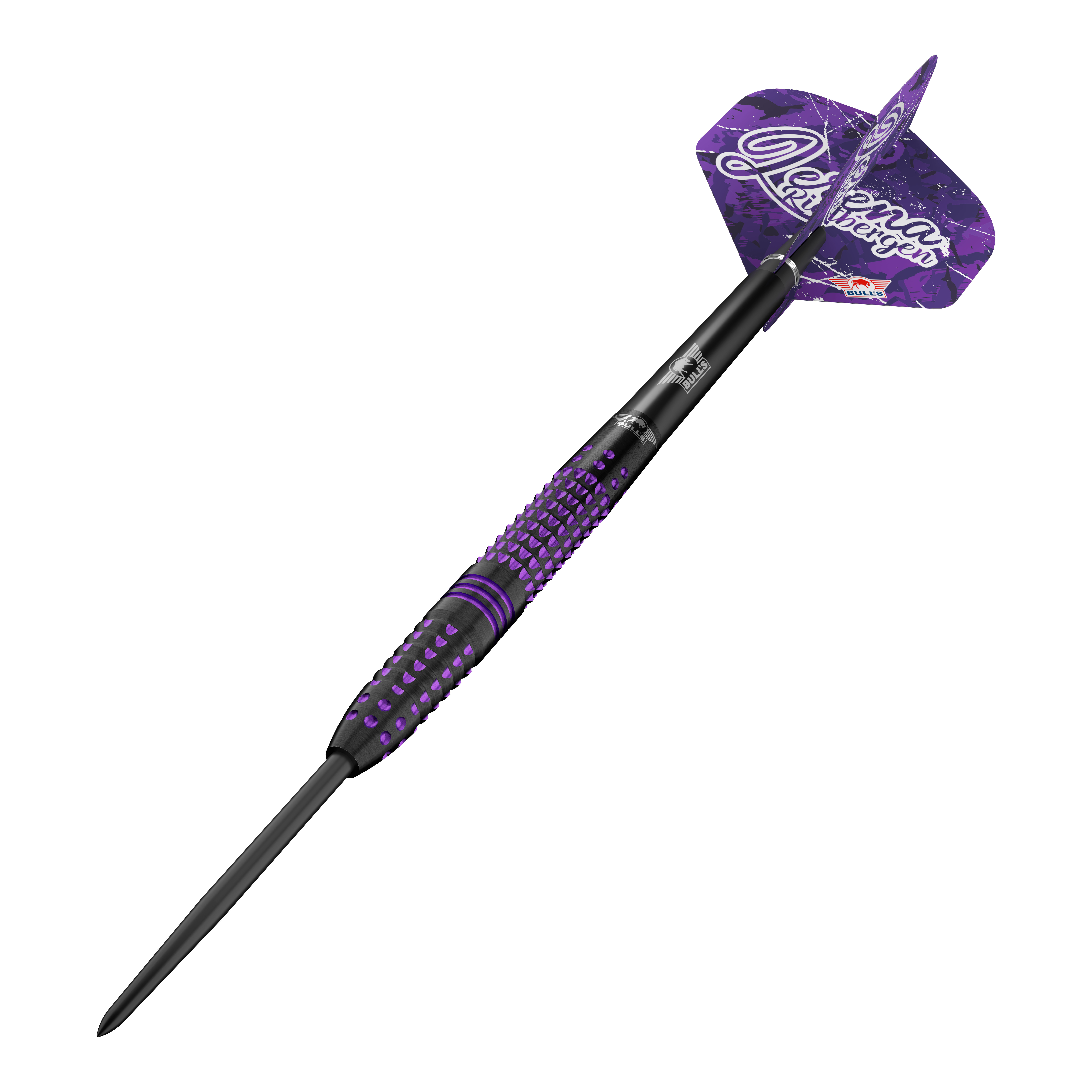 Abgebildet sind die Bulls NL Lerena Rietbergen Steeldarts - 24g. Das Bild zeigt die Details und die hochwertige Verarbeitung der Steeldarts.