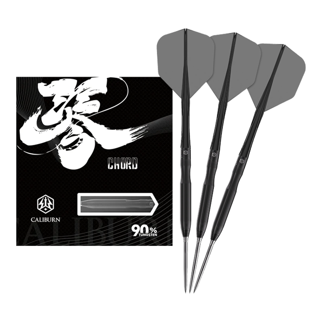 Dieses Bild zeigt den Caliburn Chord C1 Steeldart mit 21,5g in voller Länge. Der Pfeil ist klar und detailliert dargestellt.