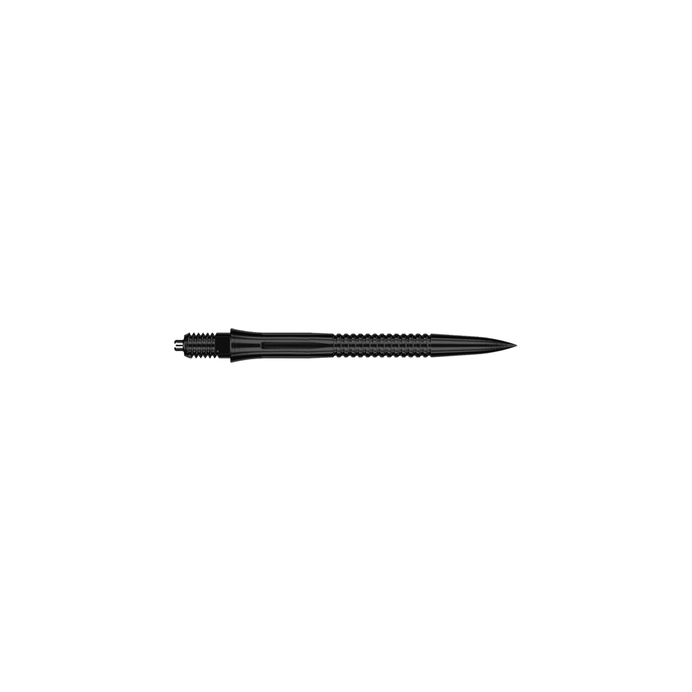Caliburn EZ-EVO dartpunten - gegroefd - zwart Zu sehen ist eine EVO201 Caliburn EZ-EVO Dartspitze mit Rillen in Schwarz und einer Länge von 28 mm. Die Dartspitze eignet sich besonders für den Einsatz im Dartsport.