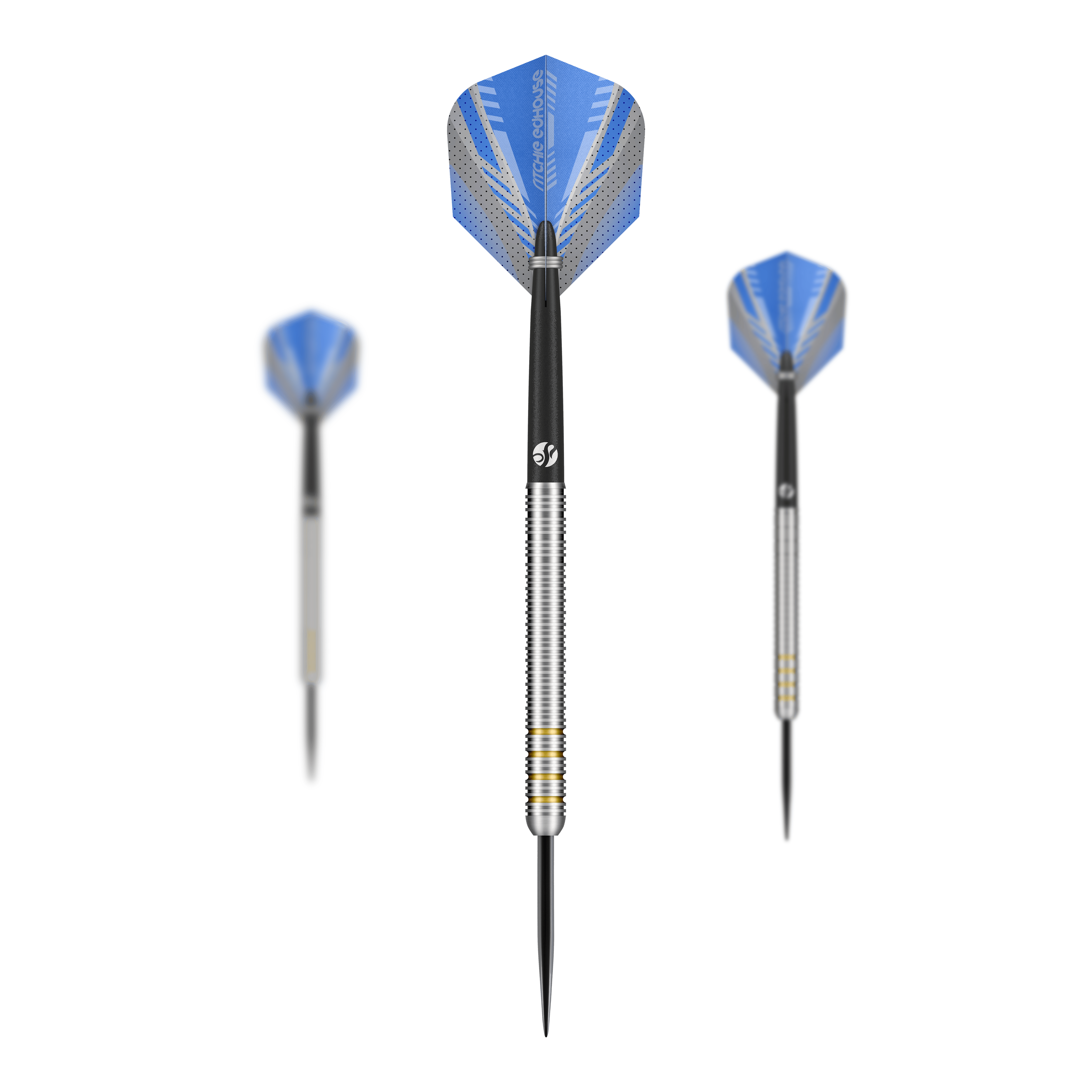 Shot Ritchie Edhouse Core Steel Darts Das Bild zeigt die Shot Ritchie Edhouse Core Steeldarts. Es handelt sich um ein Set von hochwertigen Steeldarts für Dartspieler.