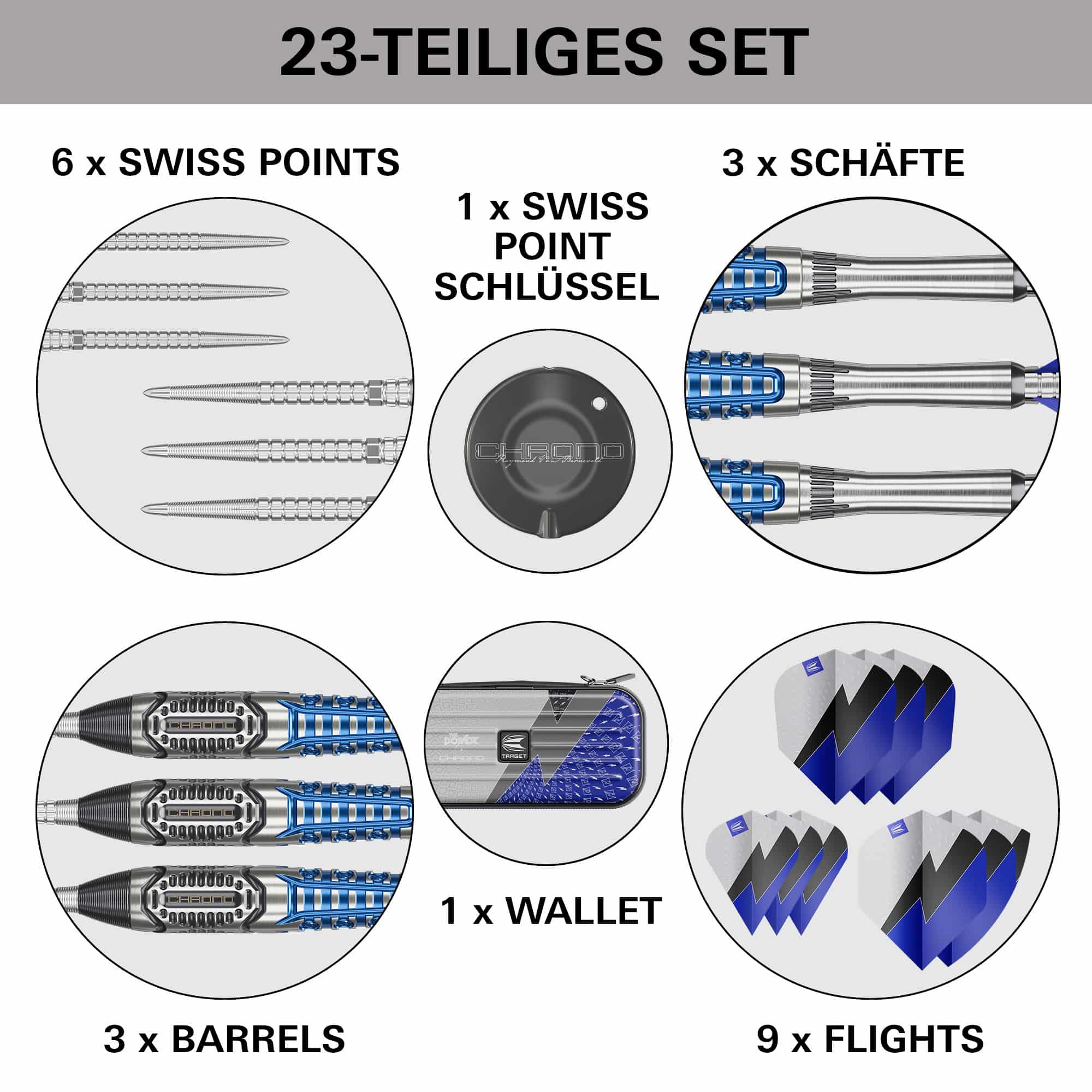 Target Phil Taylor Power X Chrono Swiss Points stalen dartpijlen
