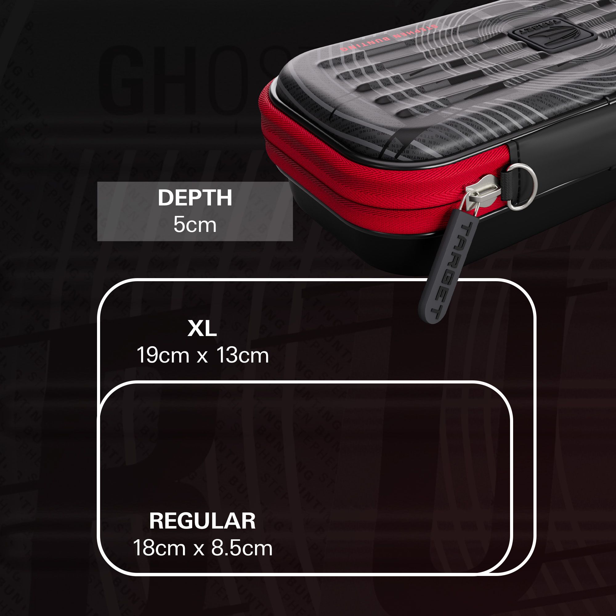 Takoma Ghost Series Stephen Bunting darthoesje Das Bild zeigt das Takoma Ghost Series Stephen Bunting Dartcase. Es handelt sich um ein Dart-Etui, das für Stephen Bunting entworfen wurde.