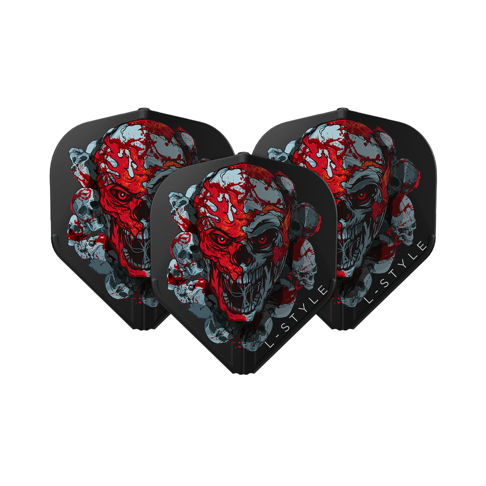 Das Bild zeigt die L-Style Ryan Searle Signature V4 Black L1EZ Flights. Diese Flights bieten ein modernes schwarzes Design für Darts.