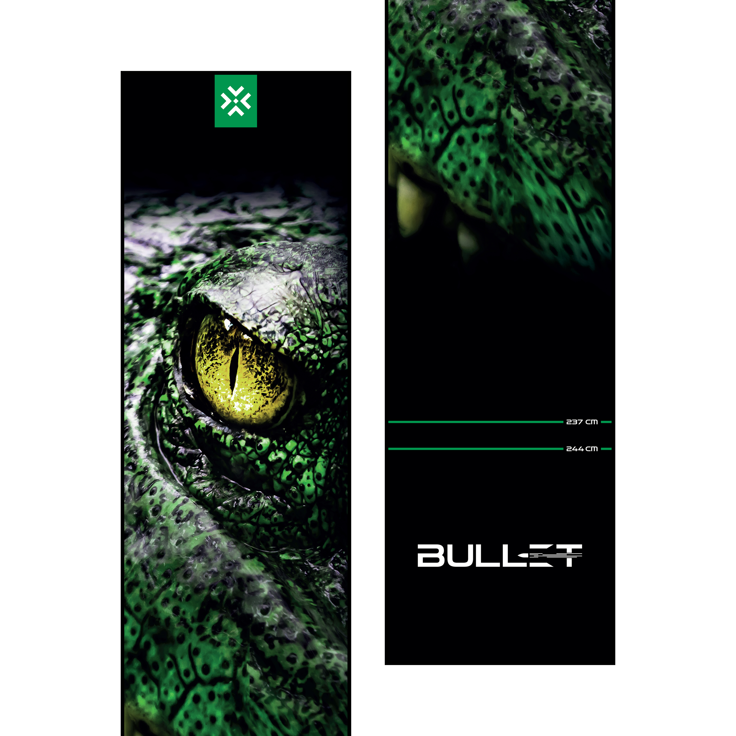 Bullet Gator dartmat Dieses Bild zeigt erneut die Bullet Gator Dartmatte. Sie ist für den Gebrauch beim Dartspiel gedacht und bietet Stabilität.