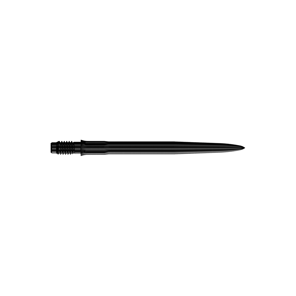 Mission R2.5 Rapid Point SM1 Dartpunten - Zwart Das Bild zeigt schwarze Dartspitzen mit einer Länge von 30 mm. Es sind zwei Spitzen abgebildet.