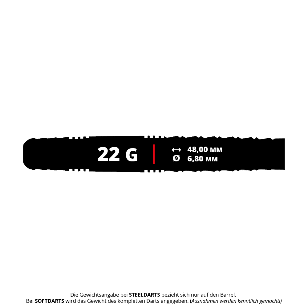 Caliburn Wolfpack W6 stalen dartpijlen - 22 g Abgebildet ist der Caliburn Wolfpack W6 Steeldart mit 22g Gewicht. Dieser Dart zeichnet sich durch sein modernes Design und hochwertige Verarbeitung aus.
