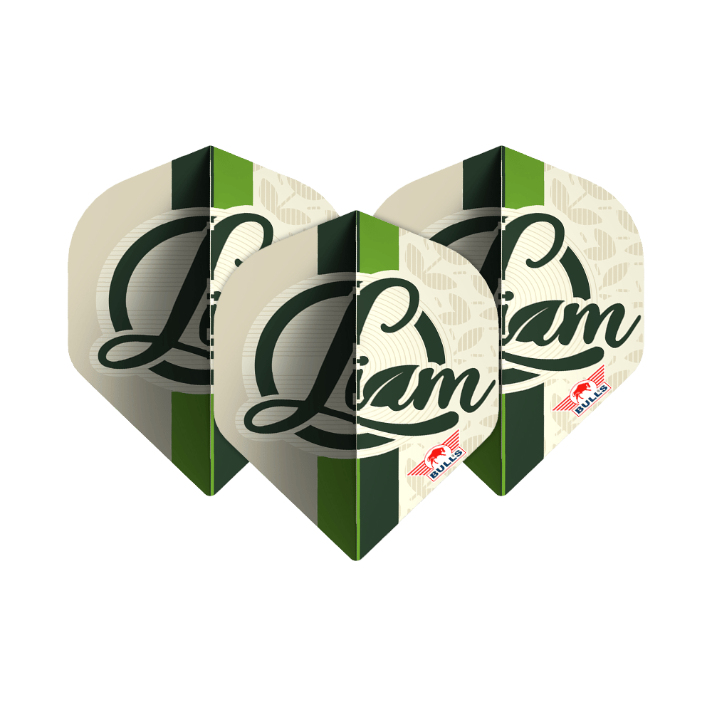 Bulls NL-speler 100 Liam Maendl Lawrance No2 Standaardvluchten Bulls NL Player 100 Liam Maendl Lawrance No2 Standard Flights sind als Set erkennbar. Das Design zeigt verschiedene Farben.