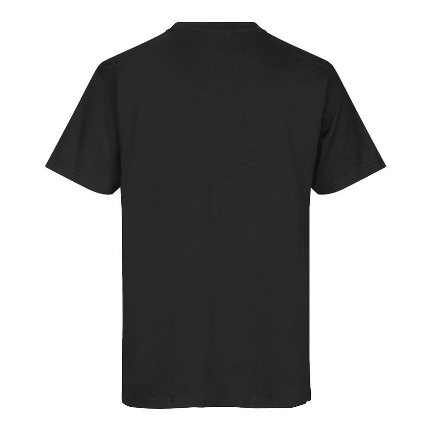 Vaten en schachten T-shirt - zwart Dies ist ein einfaches schwarzes T-Shirt. Auf dem Bild ist die Rückseite des T-Shirts zu sehen.