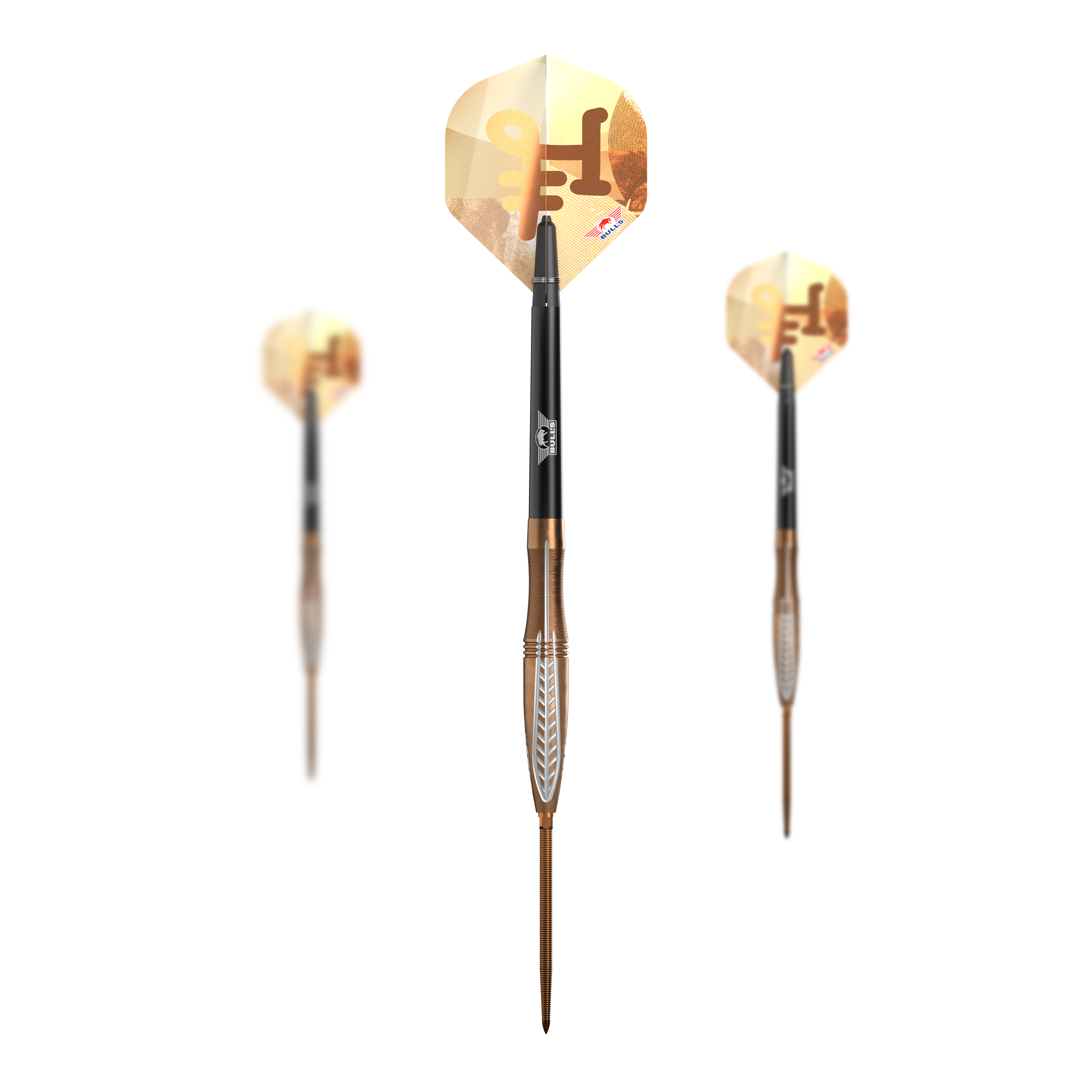 Bulls NL Bronzo Flux Convertible Point stalen dartpijlen Abgebildet sind Bulls NL Bronzo Flux Convertible Point Steeldarts. Das Set eignet sich für alle Dartspieler.