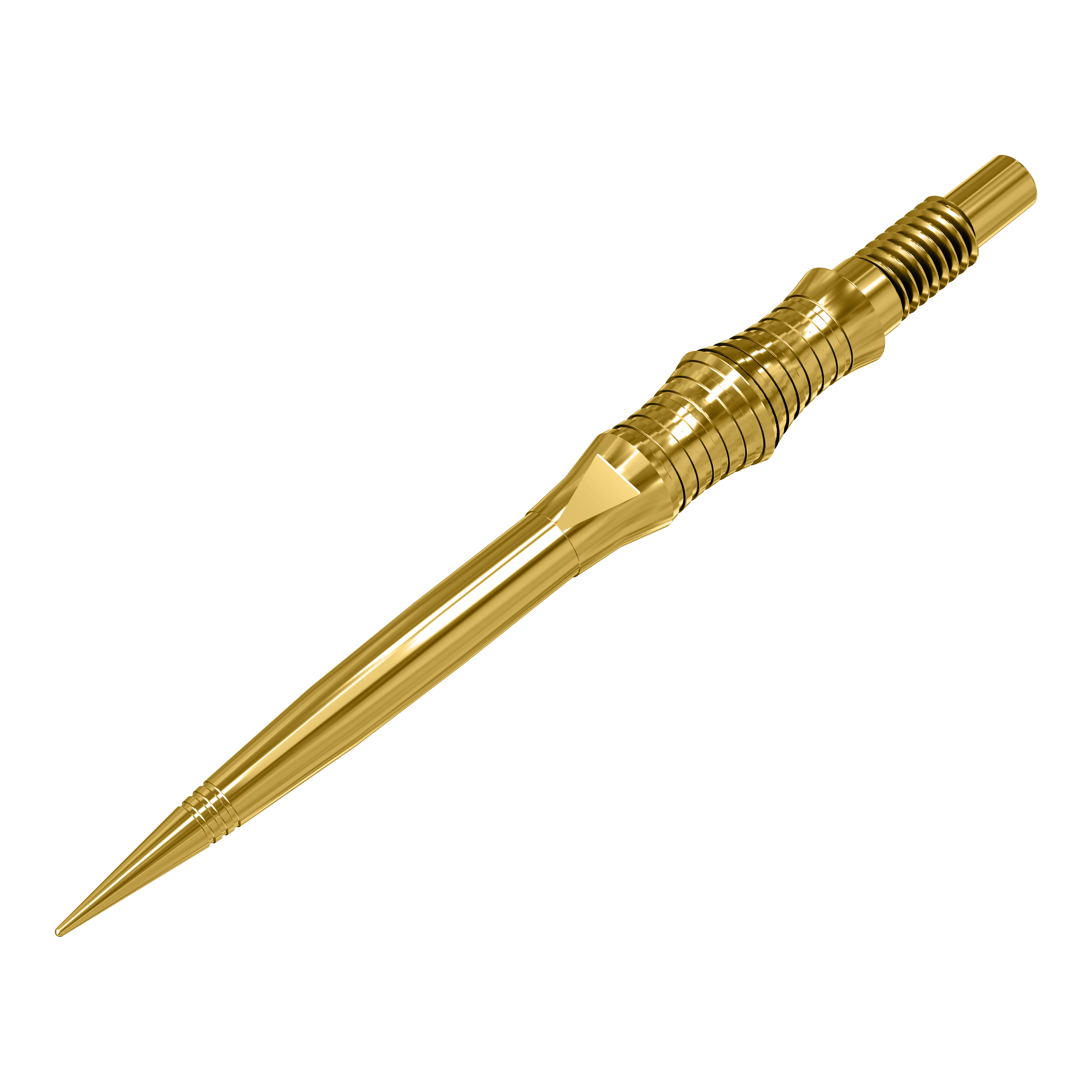 Harrows Quick Point Apex Spire Elite Series Dartspitzen - Gold Die Apex Spire Gold Elite Series Dartspitzen werden gezeigt. Sie sind metallisch und goldfarben.