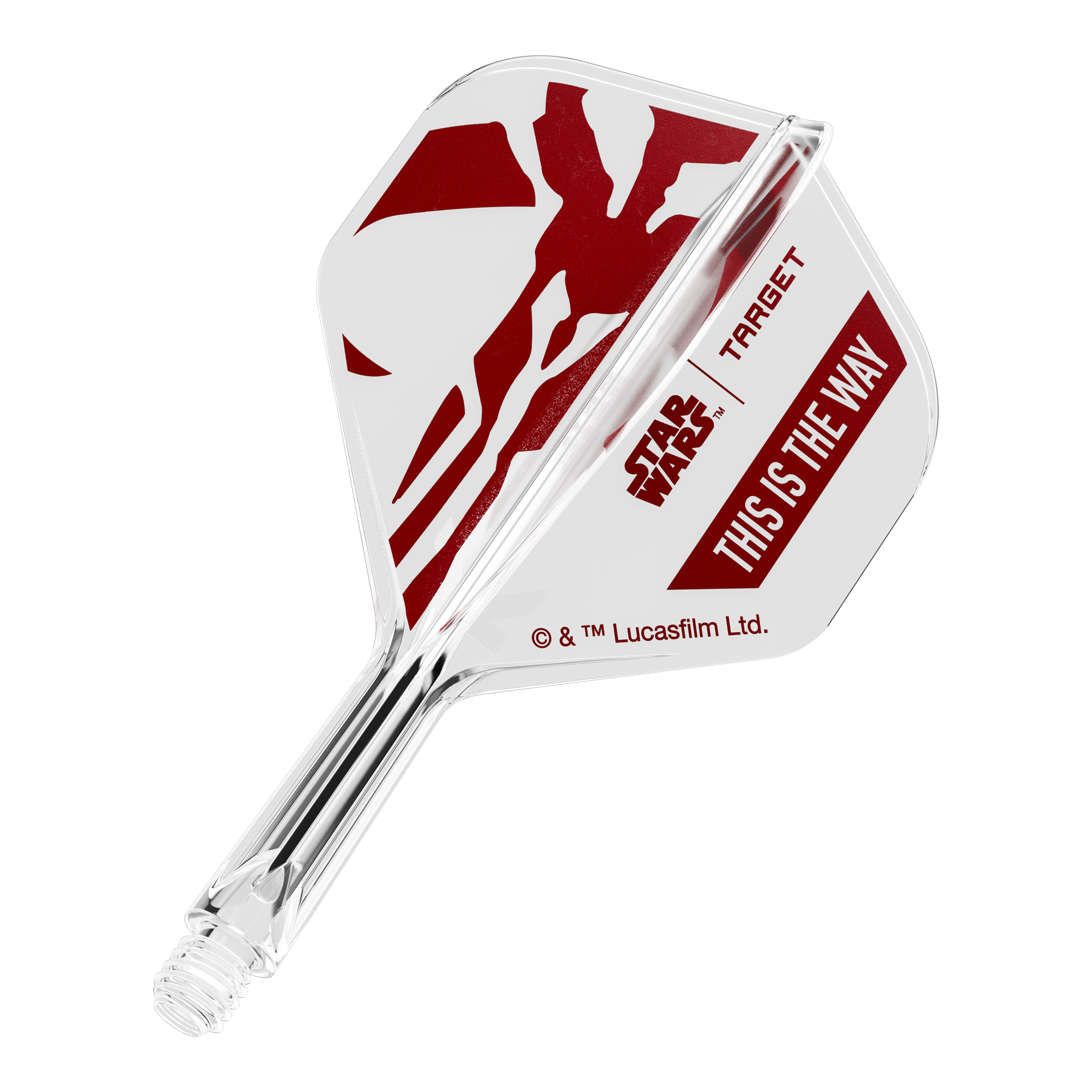 Target Star Wars K-Flex Set Mandalorian No2 Standaard Flights Abgebildet ist ein Flight für Darts, inspiriert von Star Wars. Es handelt sich um das Modell 'K-Flex This Is The Way No2 Standard Flights' mit 19mm Größe.