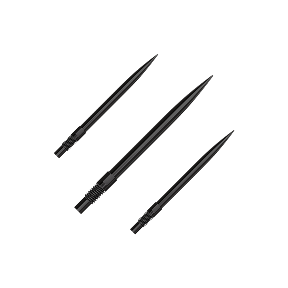 Harrows Quick Point dartpunten - Zwart Das Bild zeigt das Produkt 'QP23974_Harrows_QuickPoint_Dartspitzen_Schwarz_30mm_1Set'. Es handelt sich um ein Set schwarzer Dartspitzen.