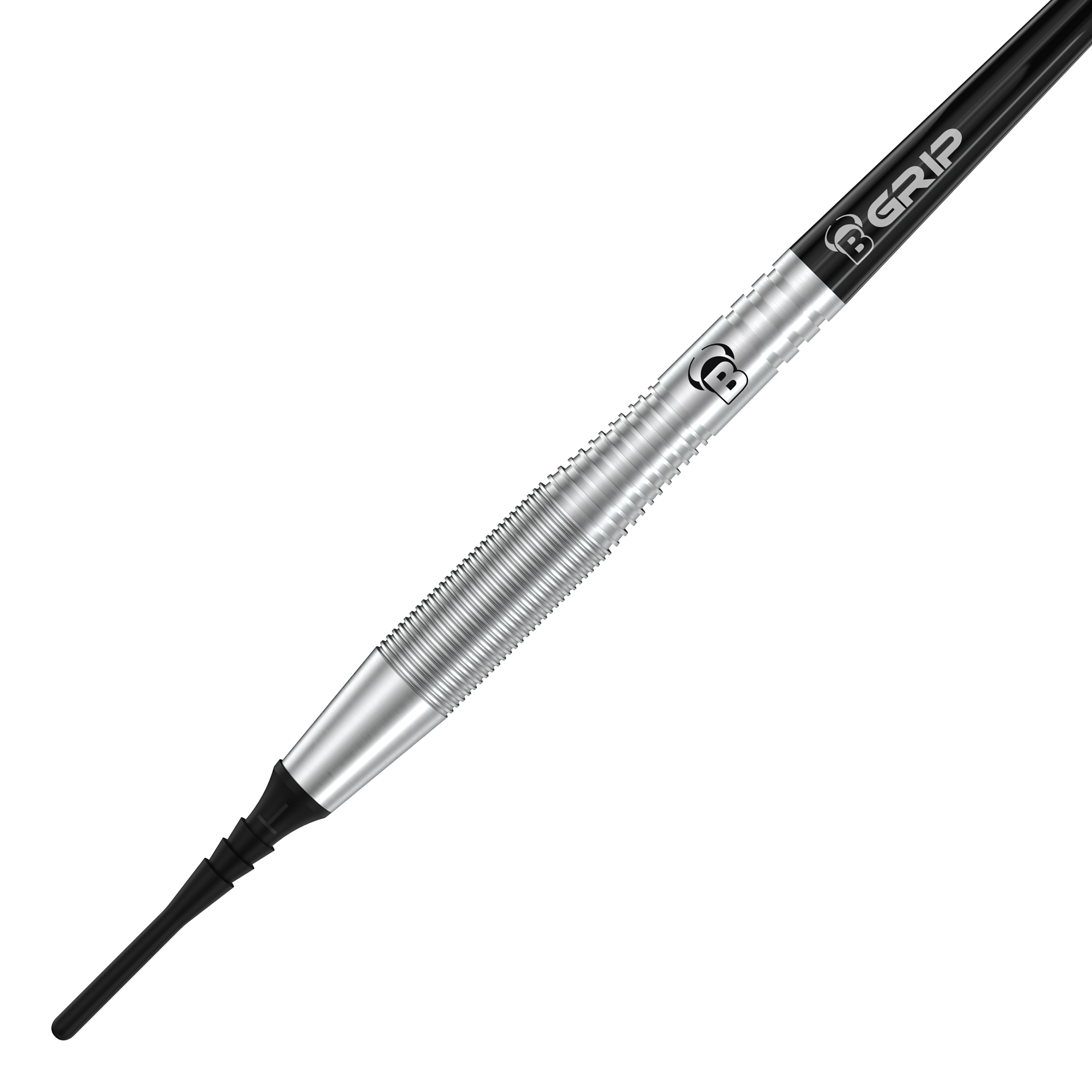 Bulls Martin Schindler TW80 zachte darts - 18g Auf dem Bild ist ein Bulls Martin Schindler TW80 Softdart mit einem Gewicht von 18g zu sehen. Der Dart hat ein silbernes, geriffeltes Griffstück und eine schwarze Spitze.