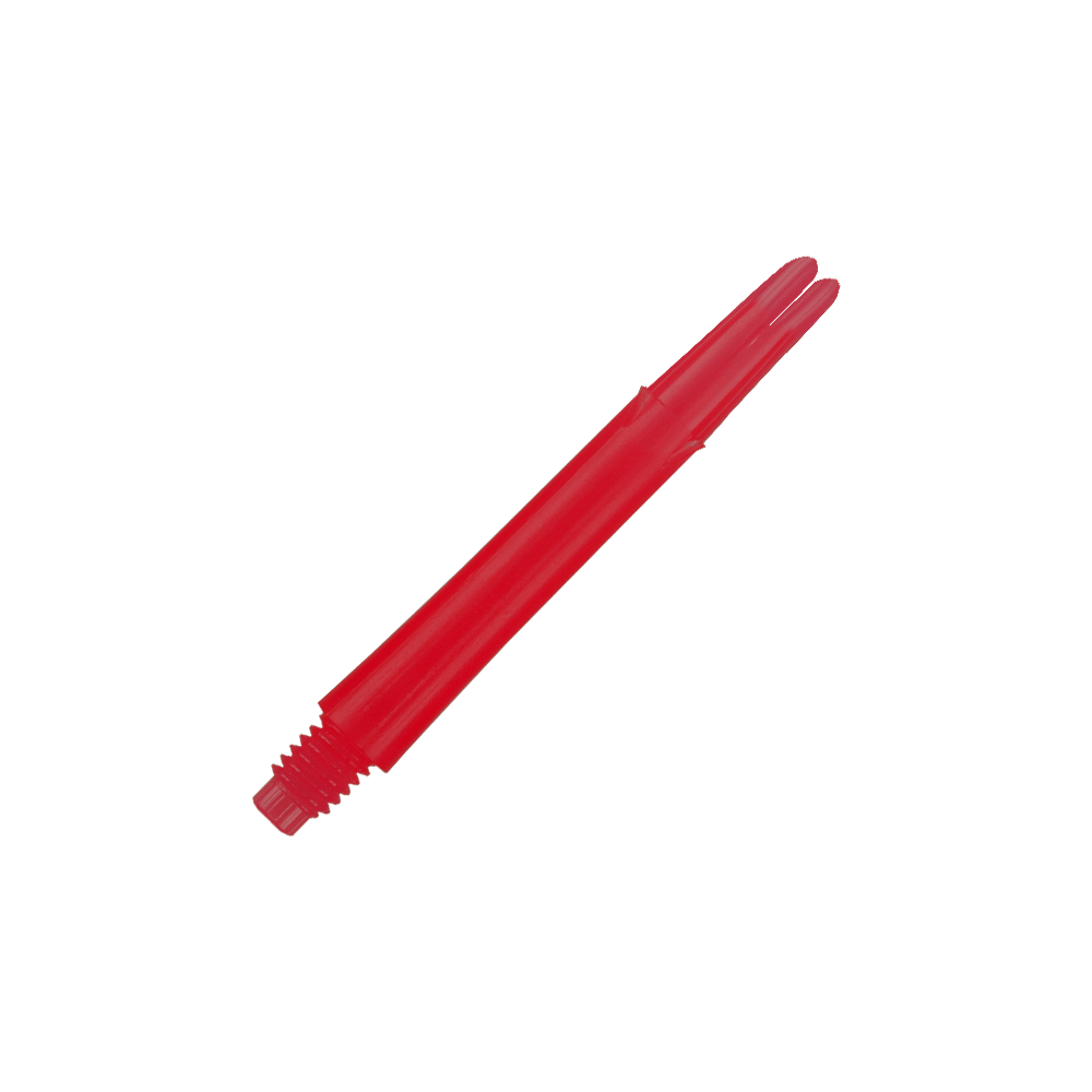 L-L-Style-Shafts Locked Straight - Rood Das Bild zeigt einen roten, geraden Dartshaft ohne Kappen. Der Schaft ist 39 mm lang und hat ein Gewinde am Ende.