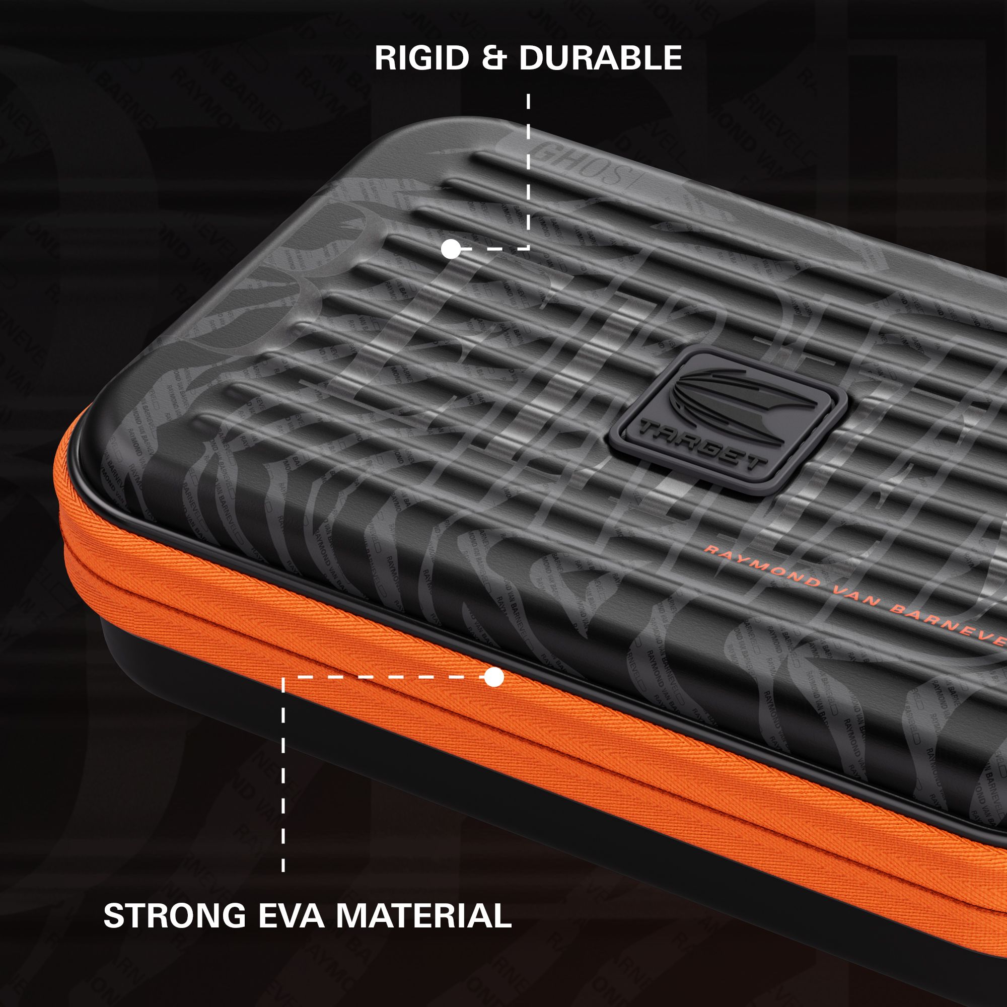Takoma XL Ghost Series Raymond Van Barneveld dartkoffer Das Bild zeigt das Takoma XL Ghost Series Raymond Van Barneveld Dartcase. Das Dartcase dient zur sicheren Aufbewahrung von Dartpfeilen.