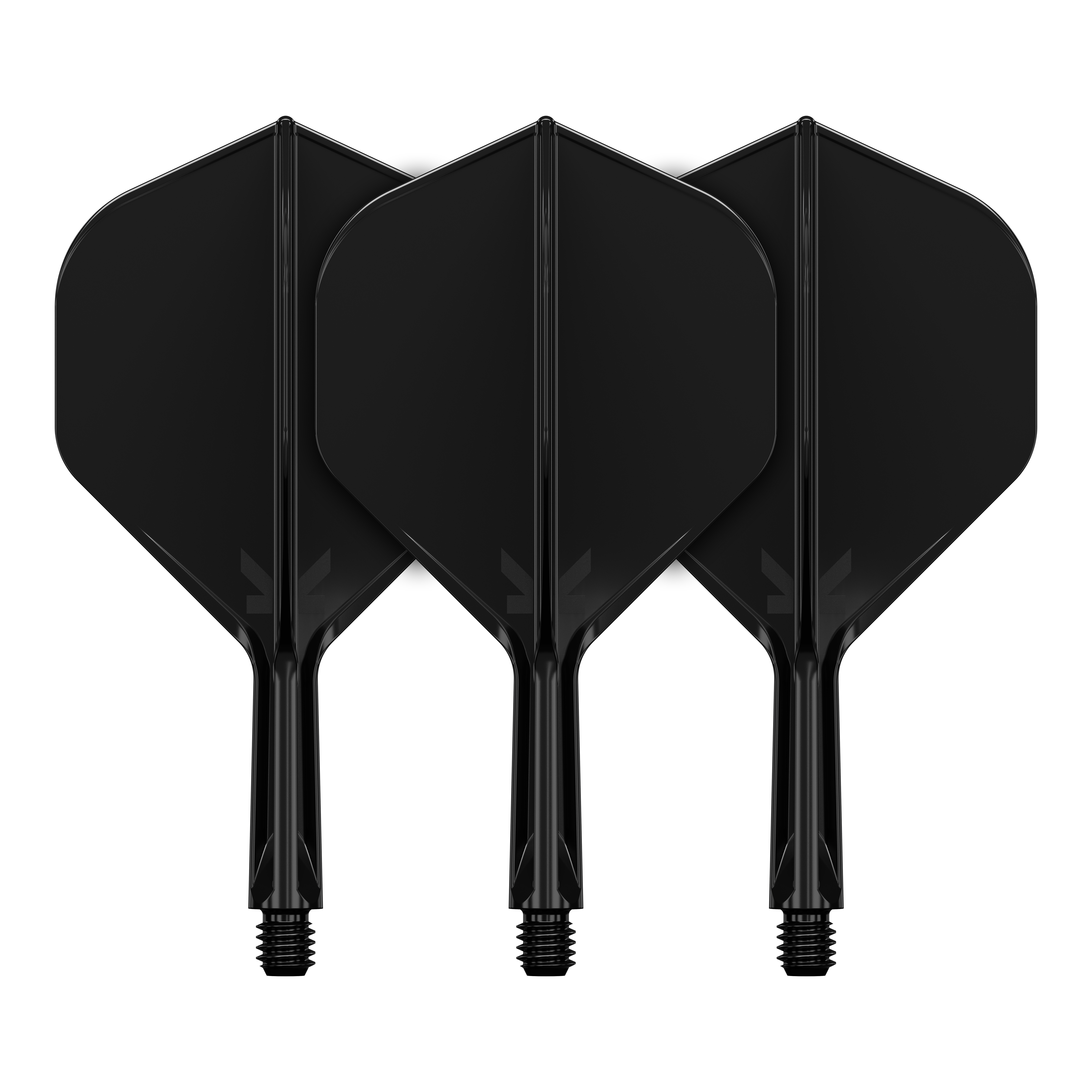 Target K-Flex No2 Standaard Vluchtsysteem - Zwart Abgebildet ist ein Produkt mit dem Namen 410019_Target_K-Flex_No2_Standard_Flights_Schwarz_19mm_2. Es handelt sich wahrscheinlich um schwarze Standard-Flights für Darts.