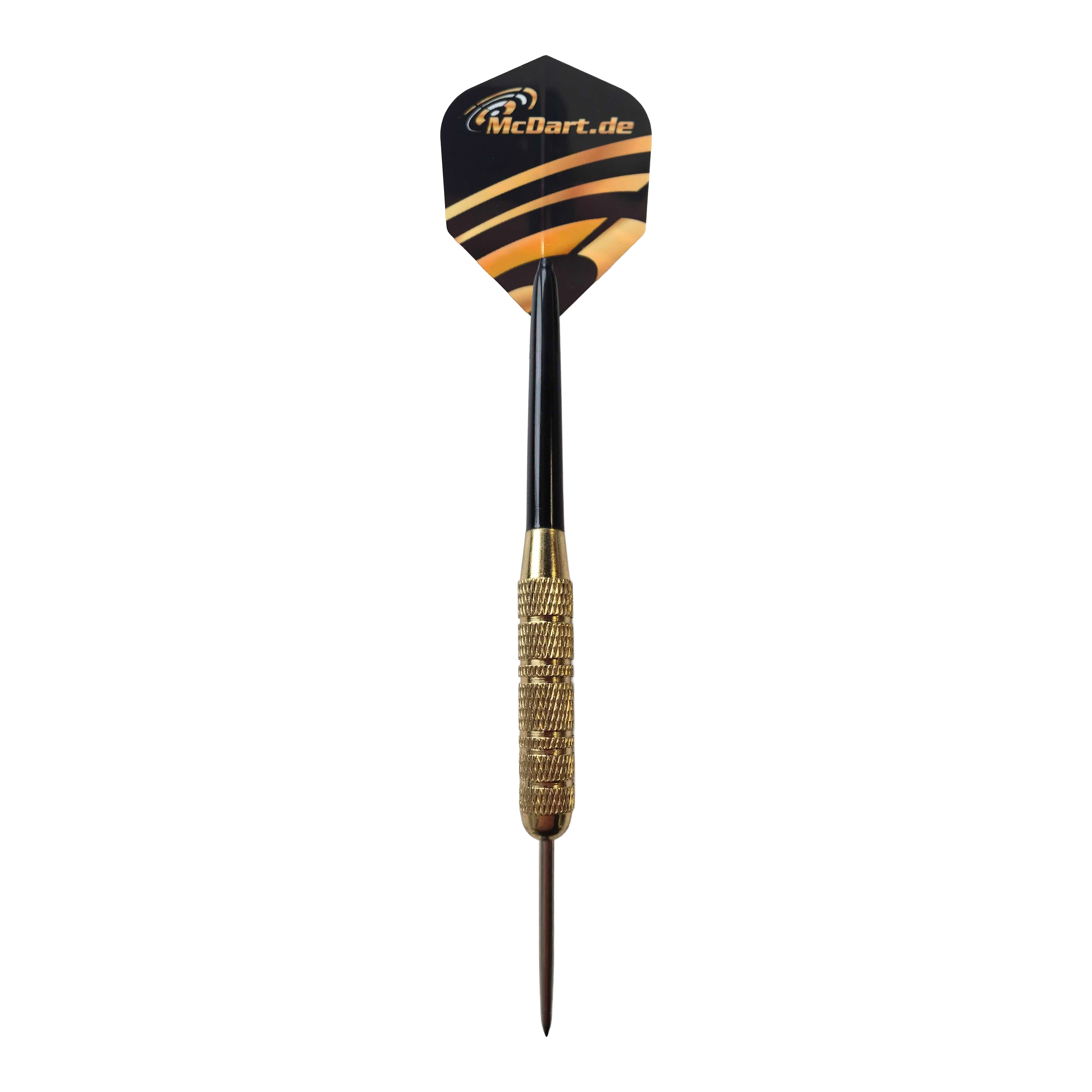 McDart Golden Star steel darts - 12 darts / 18 gram Dieses Bild zeigt das Produkt McDart Golden Star Steeldarts - 12 Darts mit einem Gewicht von 18 Gramm. Zu sehen sind mehrere goldene Steeldarts nebeneinander.