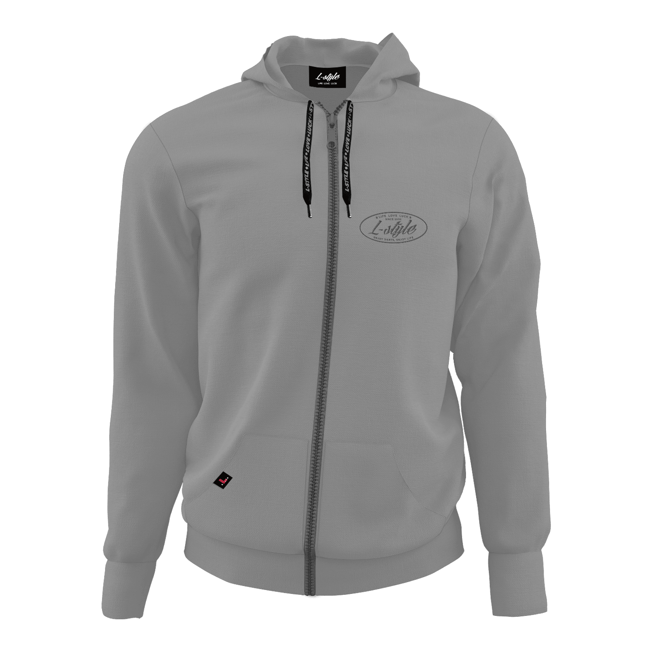 L-Style hoodie - grijs Der Hoodie „L-Style Hoodie - Grau“ ist grau, hat eine Kapuze und einen durchgehenden Reißverschluss. Auf der linken Brust befindet sich ein dezentes L-Style Logo.