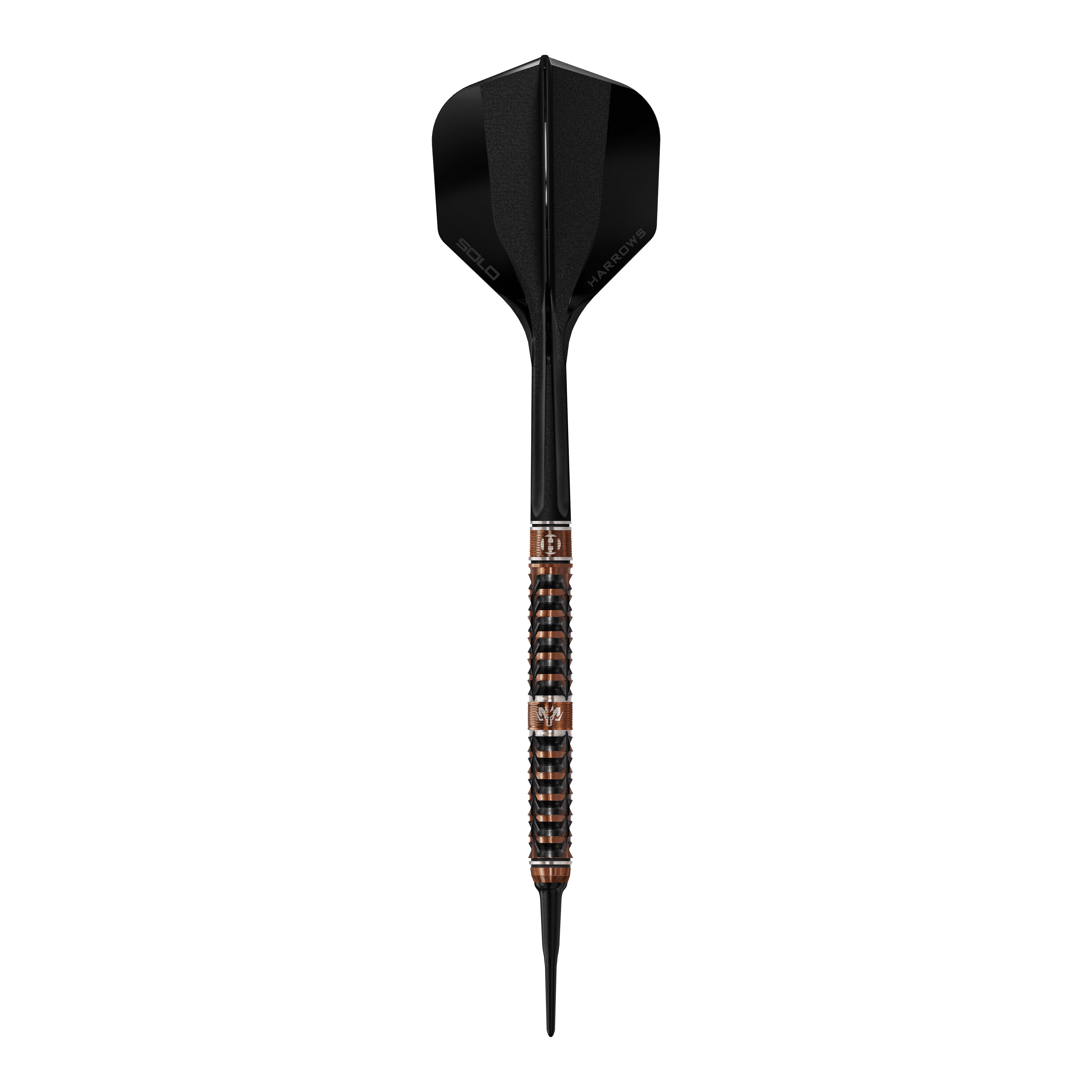 Harrows Tungsten Trinity softdarts Die Abbildung zeigt Harrows Wolfram Trinity Softdarts. Die Softdarts werden aus der Nähe präsentiert.
