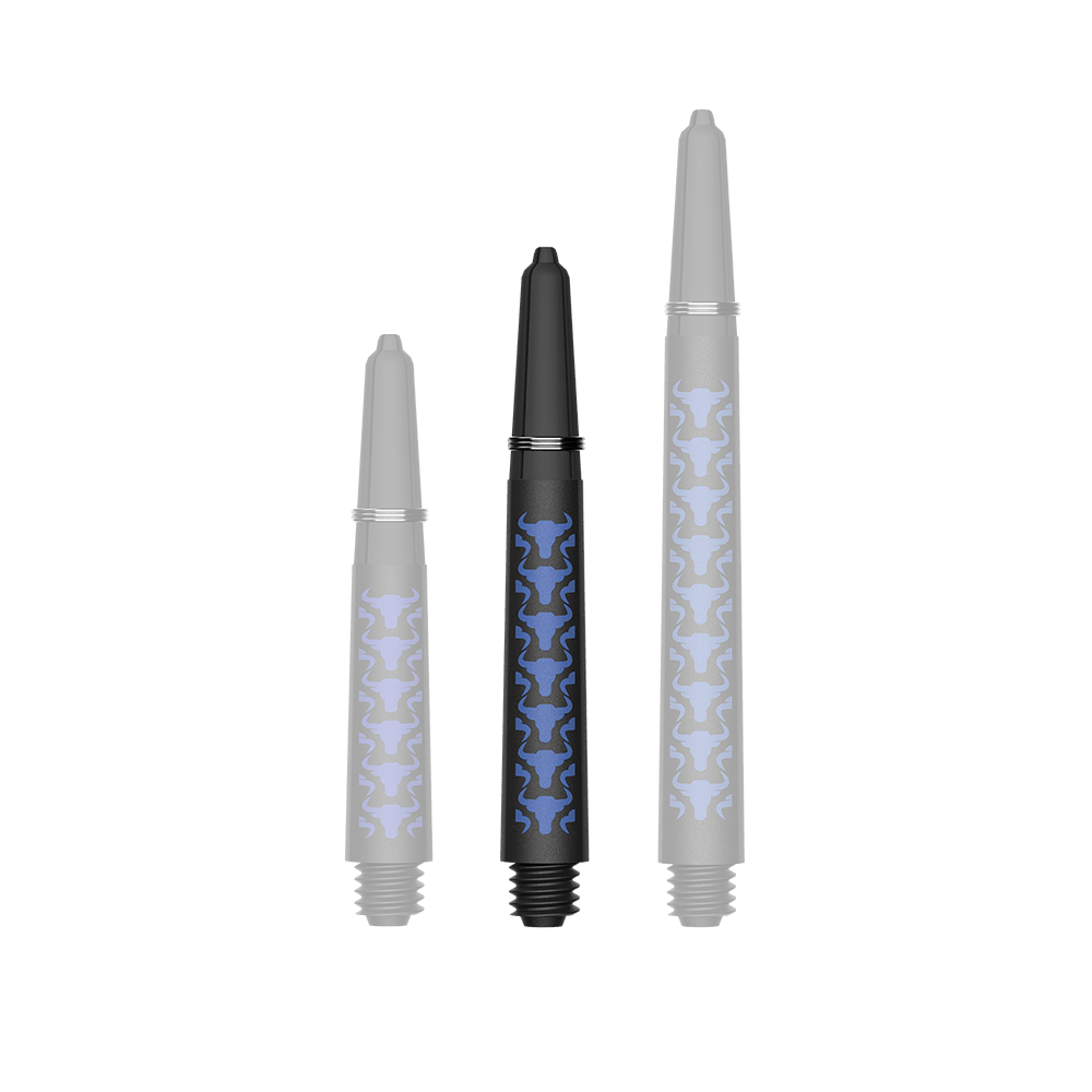 Bulls NL Capo Carbon shafts - Blauw Das Foto zeigt BullsNL Capo Carbon Shafts Blau Short 34mm. Es handelt sich um einen einzelnen Dart-Schaft aus Carbon.