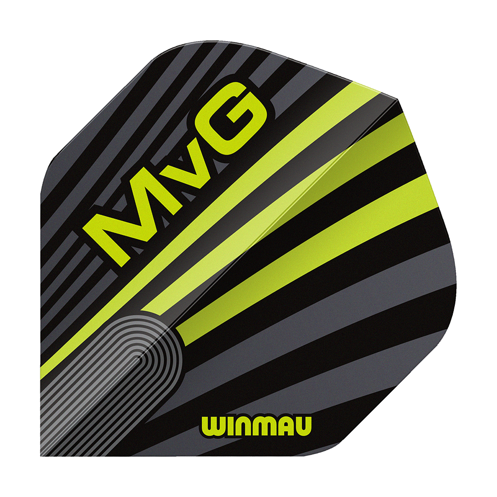 Winmau Prism Delta MvG Grijsgroen Nr. 2 Standaardvluchten Das Bild zeigt Winmau Prism Delta MvG Grey Green No2 Standard Flights. Dart-Flights in grauer und grüner Farbe sind abgebildet.