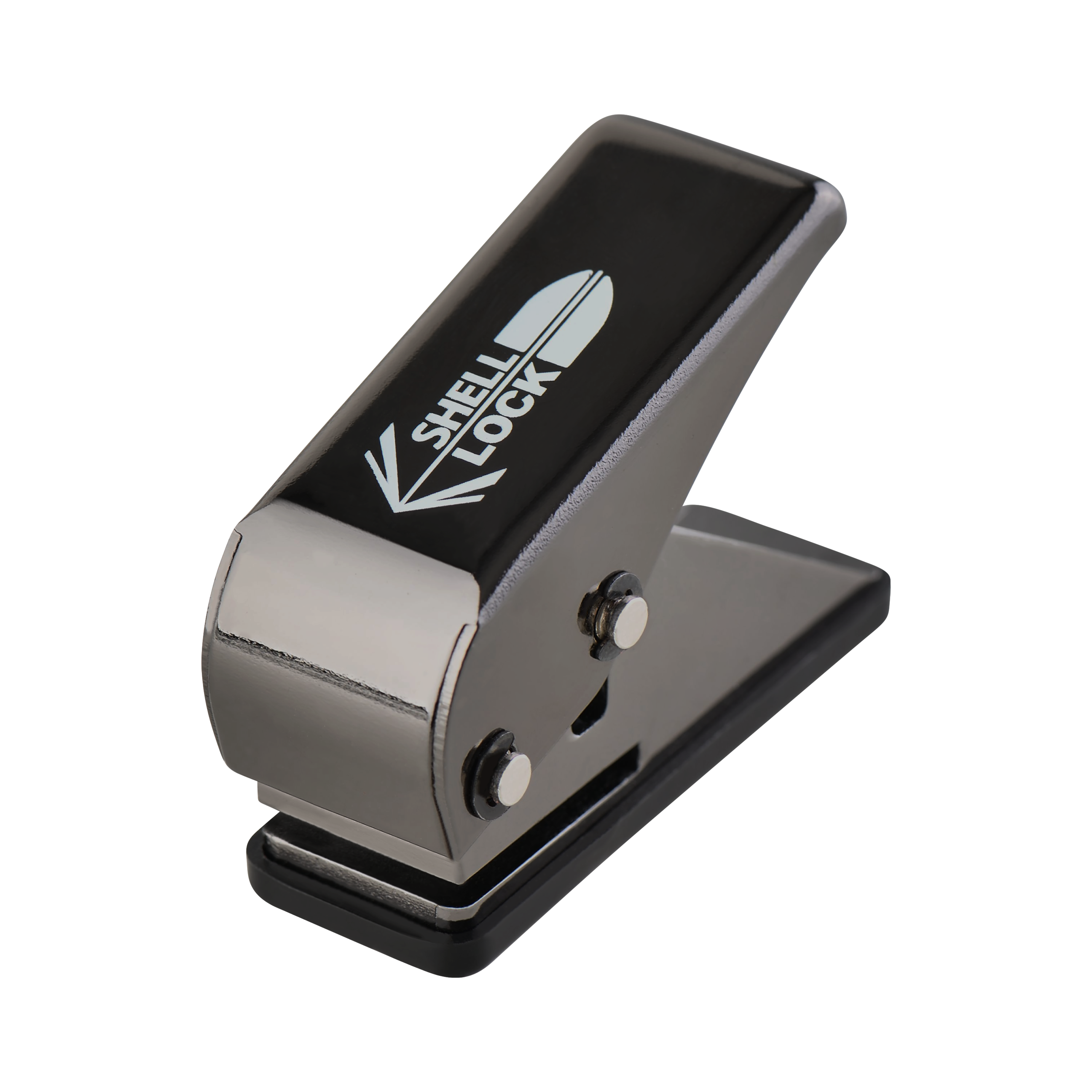 L-Style One80 Shell Lock Punch Vluchtpons Das Bild zeigt einen schwarzen L-Style One80 Shell Lock Punch Flightlocher. Er wird verwendet, um kleine Löcher in Dart-Flights zu stanzen.