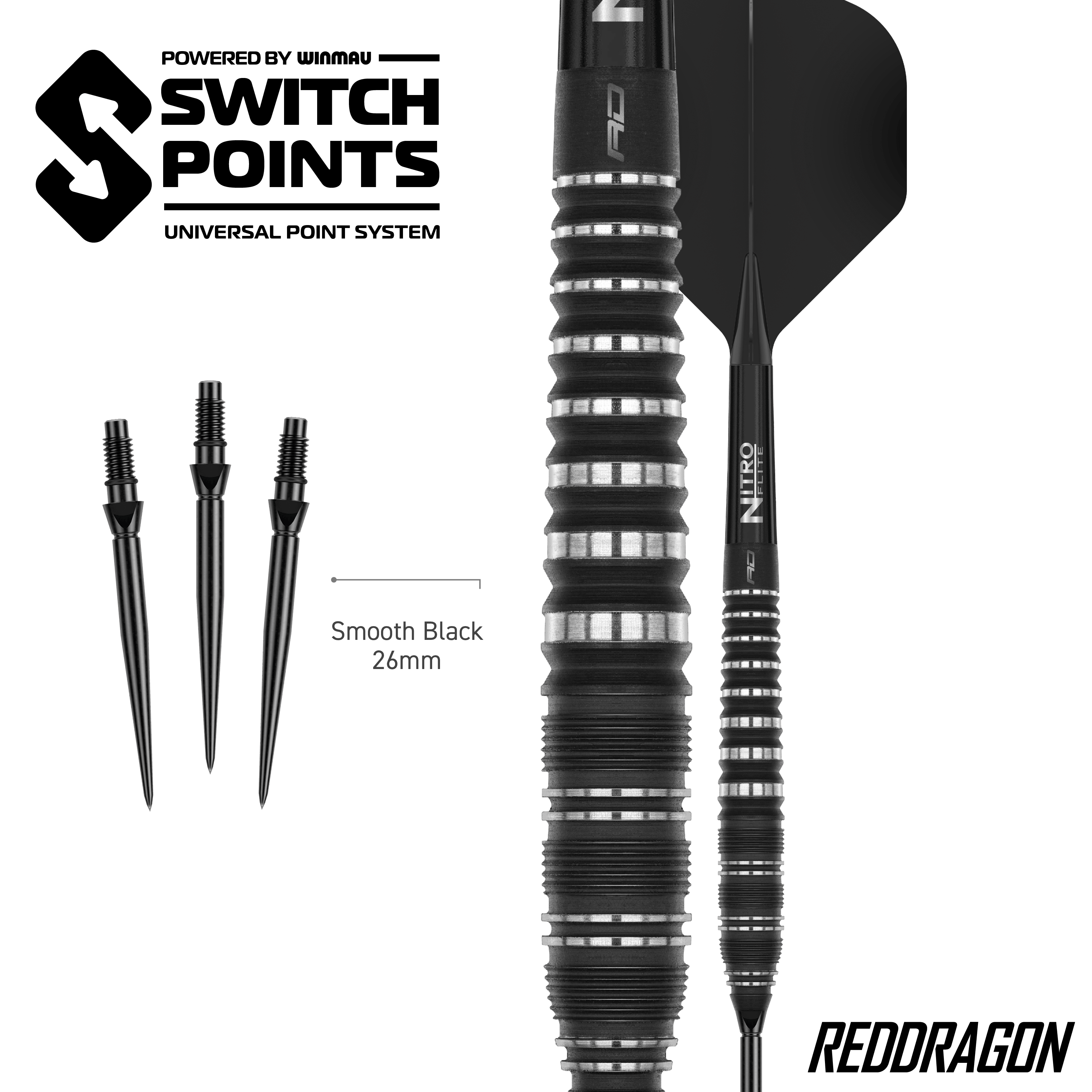 Red Dragon Sable Torpedo Switch Point Stalen Darts Zu sehen sind Red Dragon Sable Torpedo Switch Point Steeldarts. Diese Darts bieten gute Griffigkeit und Stabilität beim Wurf.