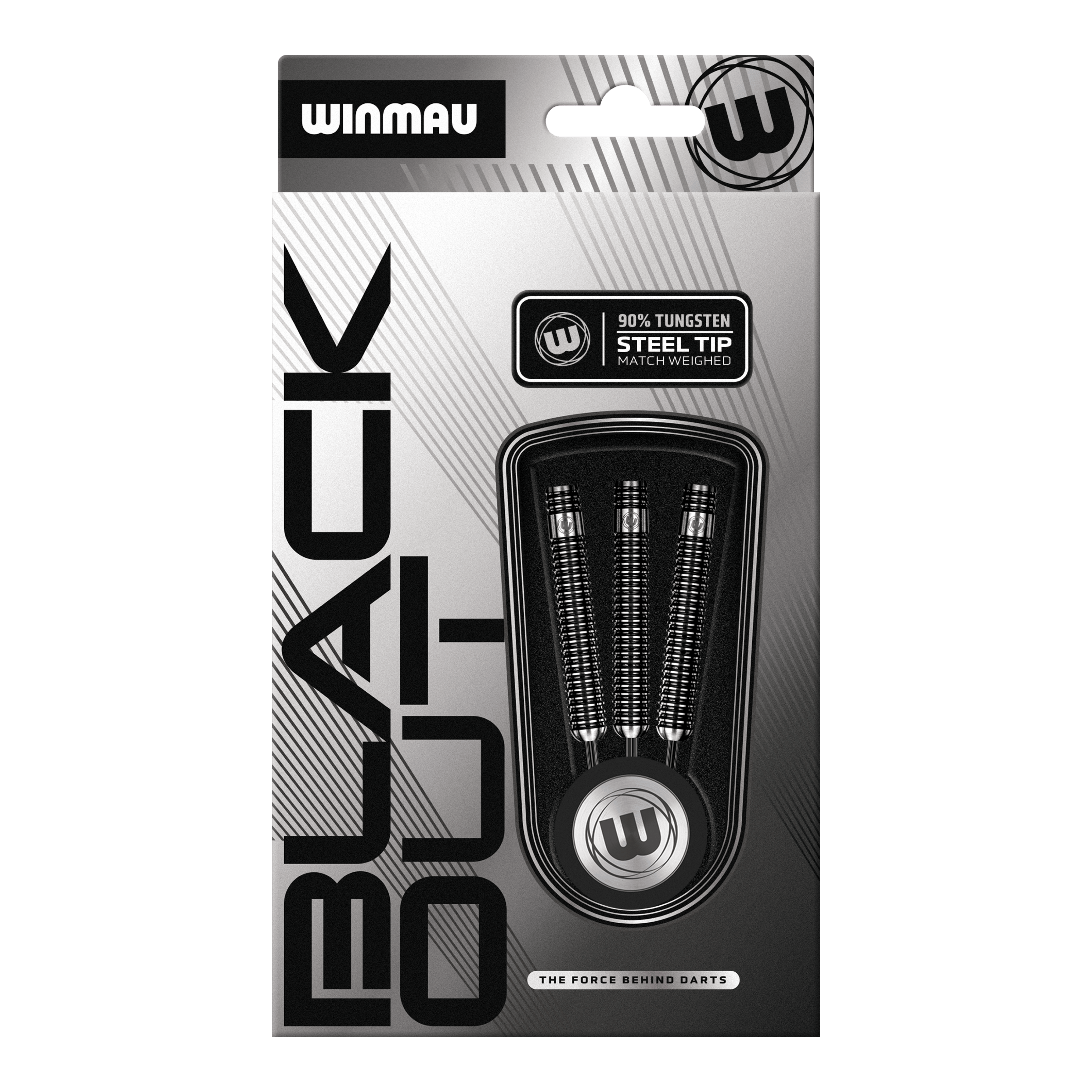 Winmau Blackout Variant 1 stalen dartpijlen Das Bild zeigt die Winmau Blackout Variante 1 Steeldarts. Diese Steeldarts sind aus Tungsten gefertigt und für Präzision entwickelt.