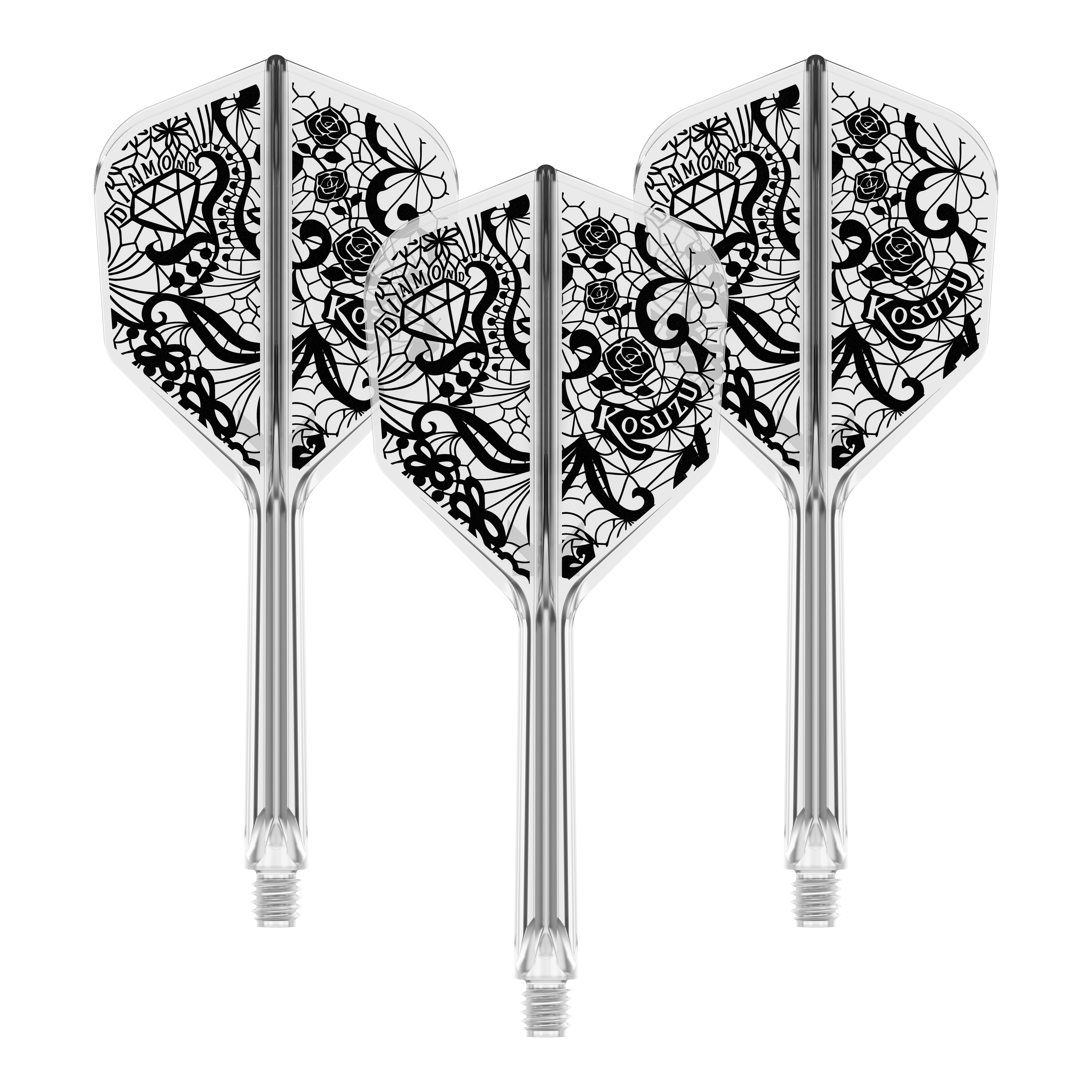Target Japan K-Flex Diamond No6 Flight Shaft-systeem Abgebildet ist ein Produkt mit dem Namen 410241_Target_Japan_K-Flex_Diamond_No6_Flight-Shaft_System_33mm_1Set. Es handelt sich vermutlich um eine Dartschaft-Kombination.