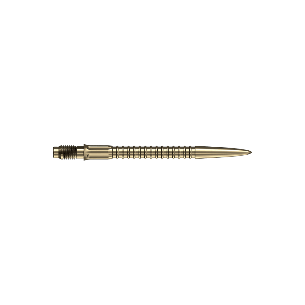 Mission R2.5 Rapid Point GV1 Dartpunten - Goud Dartspitzen in goldener Farbe sind auf weißem Hintergrund abgebildet. Geeignet als Ersatzteile für Darts.