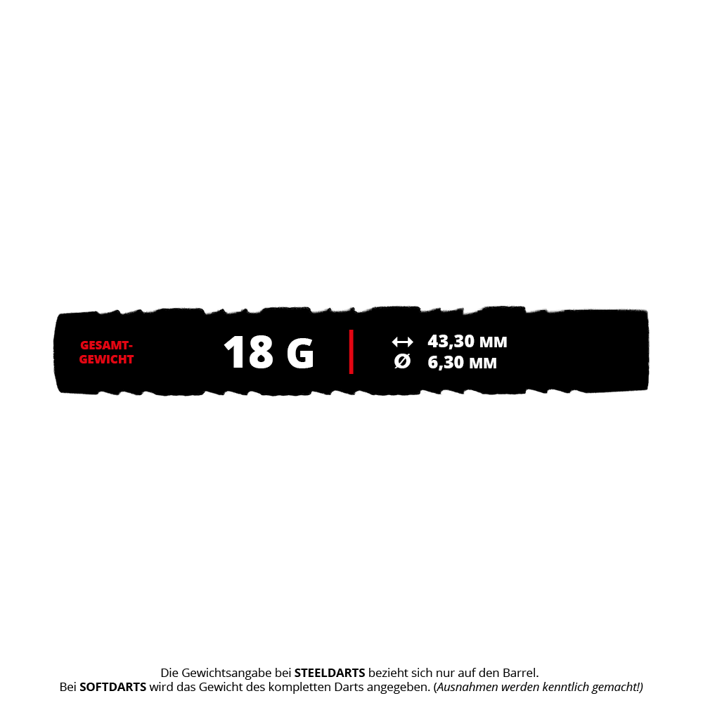 Dies ist ein Bild von McDart Knurled Shark Softdart Barrels - 18g. Die Abbildung zeigt ein Dart-Barrel mit einem gerändelten Design.