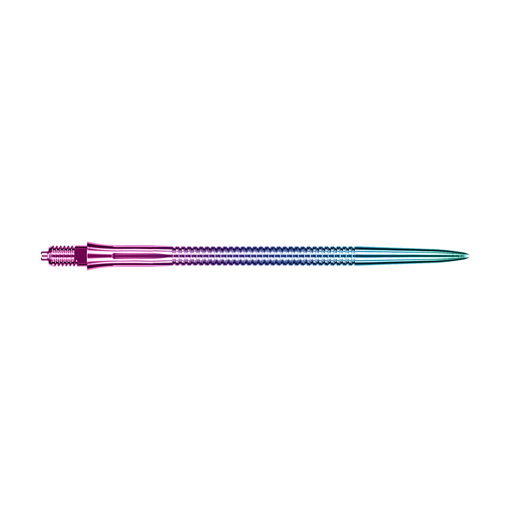 Caliburn EZ-EVO dartpunten - Gegroefd - Regenboog Gezeigt werden Caliburn EZ-EVO Dartspitzen mit Rillen im Rainbow-Design, 45 mm Länge. Das Set enthält Dartspitzen mit auffälligen Regenbogenfarben.