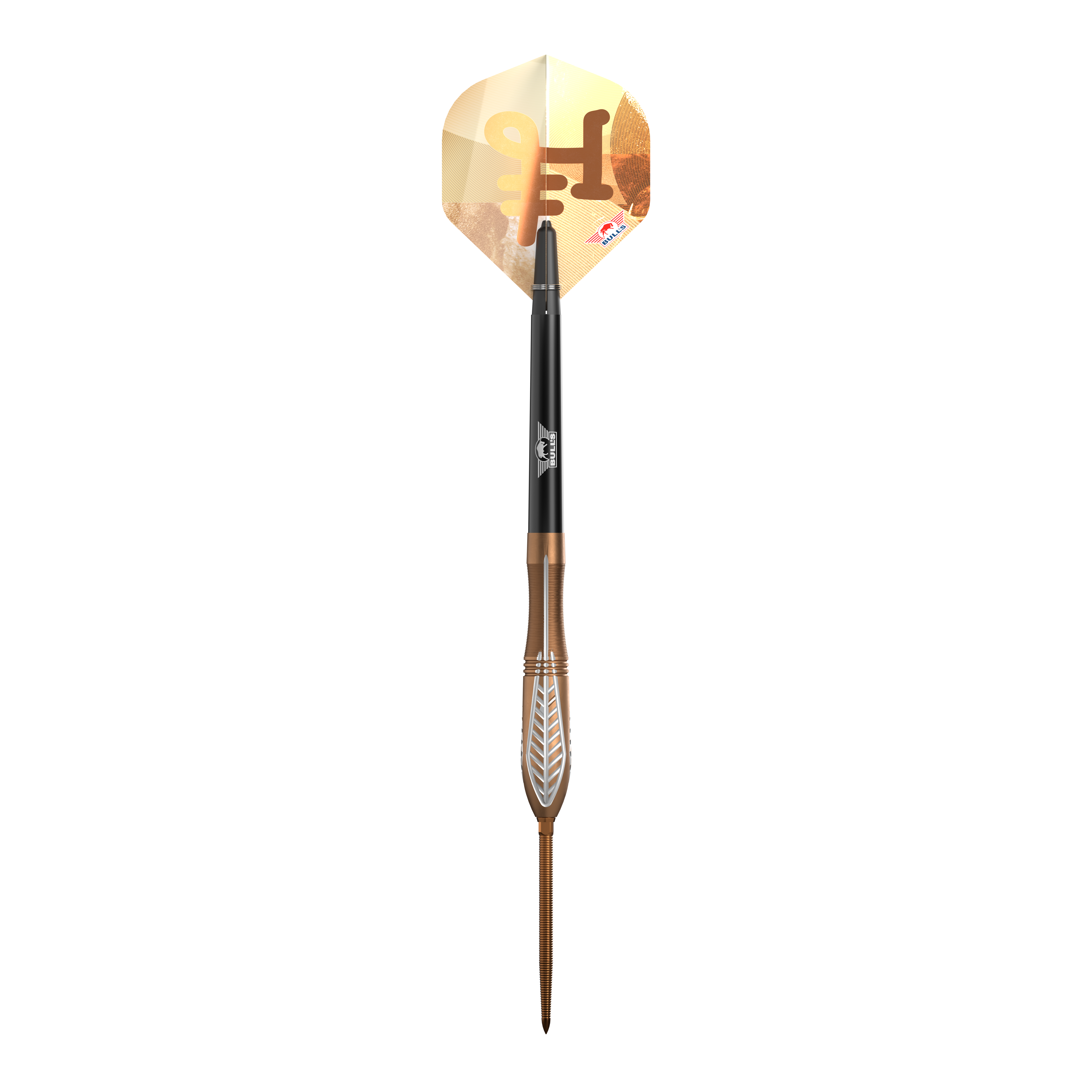 Bulls NL Bronzo Nova Convertible Point stalen dartpijlen Das Produkt zeigt Bulls NL Bronzo Nova Convertible Point Steeldarts. Es handelt sich um Darts in goldener Optik.