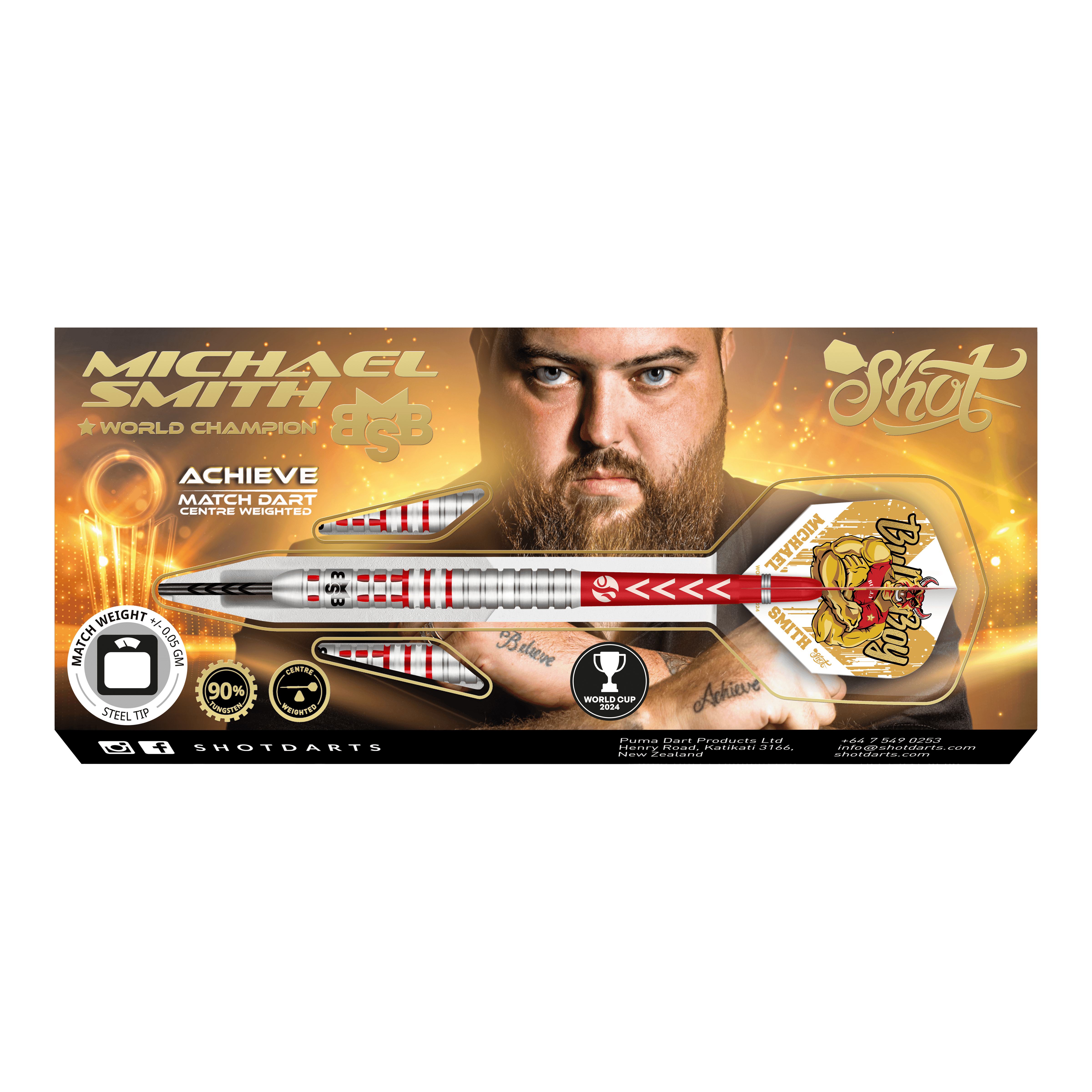 Shot Michael Smith bereikt WK 2024 Limited Edition Steeldarts - 24g