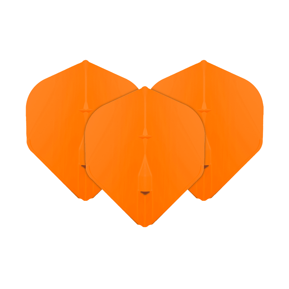 L-Style Champagne L1EZ Standaard Vluchten Das Bild zeigt drei orangefarbene L-Style Champagne L1EZ Standard Flights. Sie sind für den Gebrauch bei Darts gedacht und haben eine klassische Standardform.