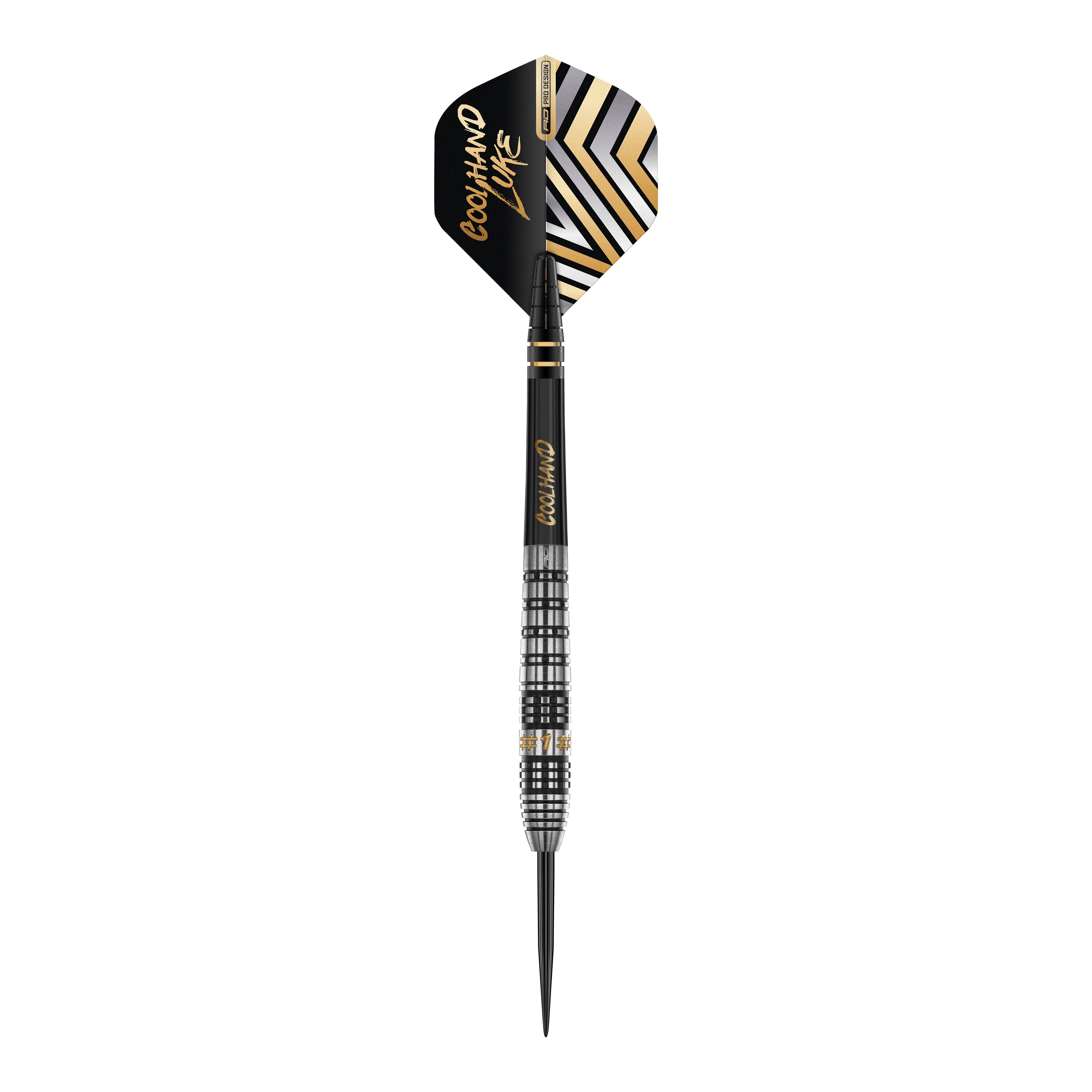 Red Dragon Luke Humphries Prestige Steel Darts Dies ist ein 'Red Dragon Luke Humphries Prestige Steeldart'. Der Dart hat ein schwarz-silbernes Design mit goldenen Akzenten und auffälligen Mustern auf dem Flight.