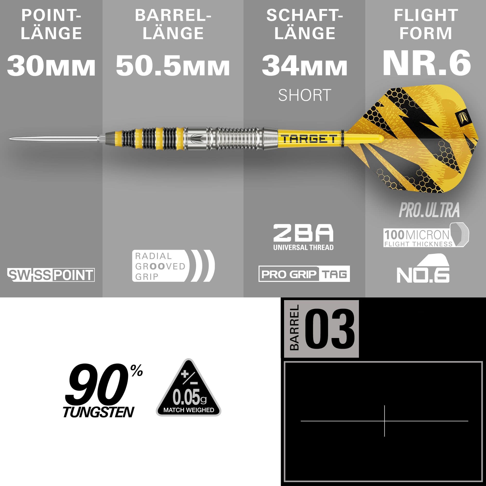 Target Buzz 03 Swiss Points stalen dartpijlen Abgebildet sind Target Buzz 03 Swiss Points Steeldarts. Das Produkt zeichnet sich durch ein elegantes Design aus.