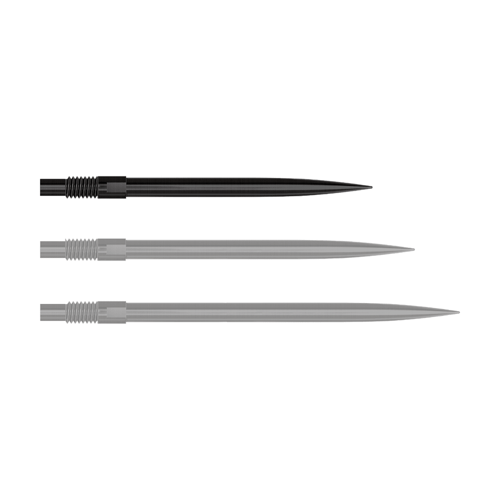 Harrows Quick Point dartpunten - Zwart Abgebildet ist ein Produkt mit dem Dateinamen 'QP23974_Harrows_QuickPoint_Dartspitzen_Schwarz_30mm_1'. Das Bild zeigt schwarze Dartspitzen.