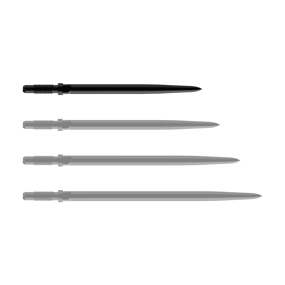 Bulls NL Convertible Point Dart Tips - Glad - Zwart Gezeigt sind BullsNL Convertible Points Smooth in Schwarz mit einer Länge von 32 mm. Die Produktspitzen sind einzeln zu sehen.