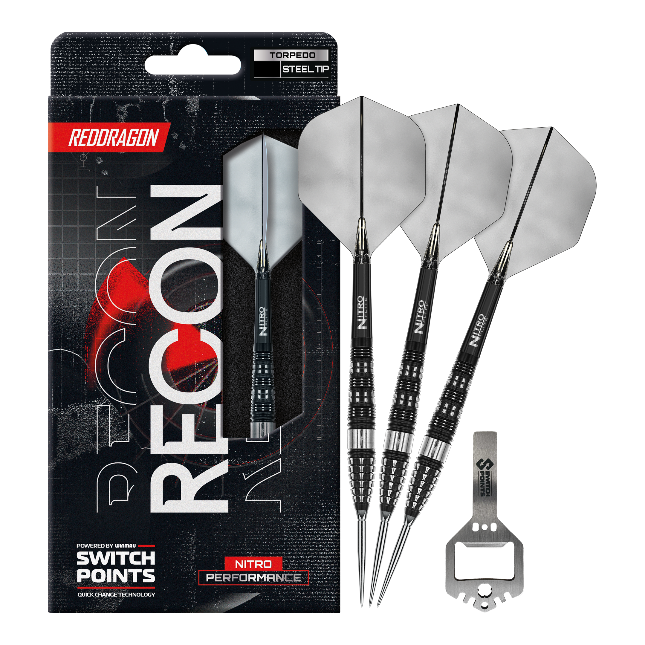 Red Dragon Verkenning Torpedo Stalen Pijltjes Abgebildet sind die Red Dragon Recon Torpedo Steeldarts mit 23g Gewicht. Diese Steeldarts zeichnen sich durch ihre spezielle Form und hohe Präzision aus.