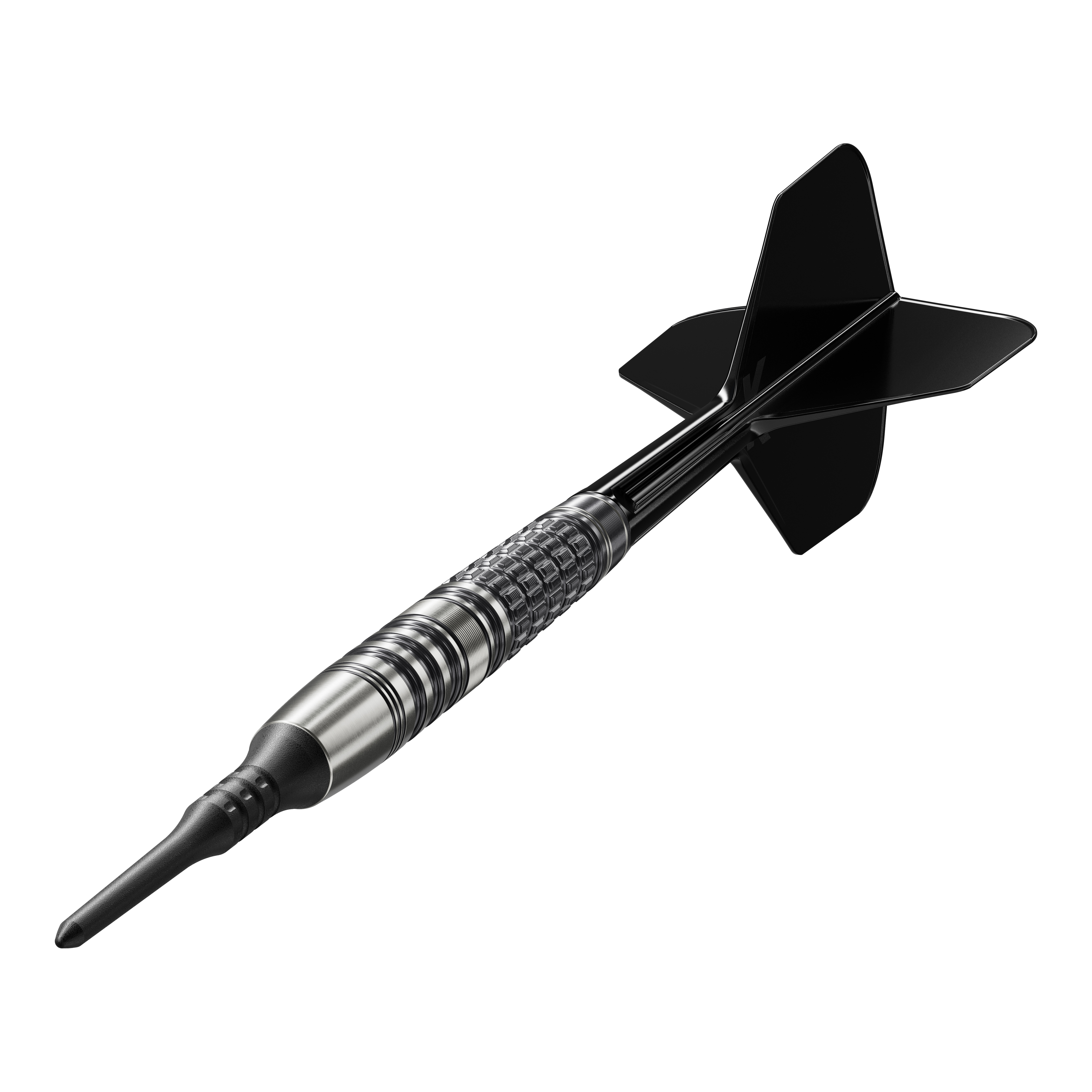 Target Japan Black Marque Lumiere GEN3 Soft Darts - 18,5 g Das Bild zeigt einen Target Japan Black Marque Lumiere GEN3 Softdart mit einem Gewicht von 18,5g. Der Dartpfeil hat ein elegantes, schwarzes Design und eine strukturierte Griffzone.