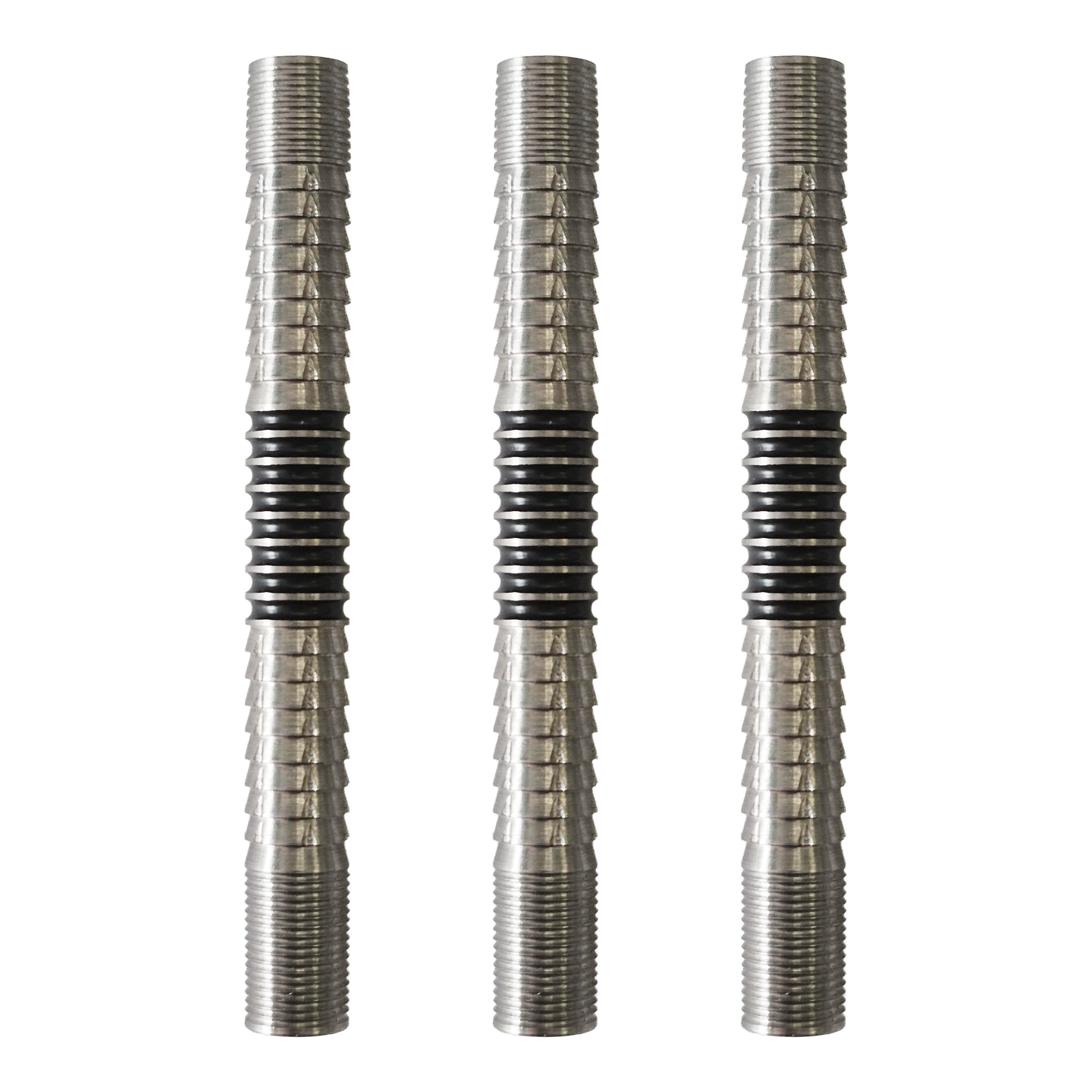 McDart Ringed Shark 2 softdart barrels Das Bild zeigt die McDart Ringed Shark 2 Softdart Barrels. Die Dart-Barrels besitzen ein geriffeltes Shark- und Ring-Design.