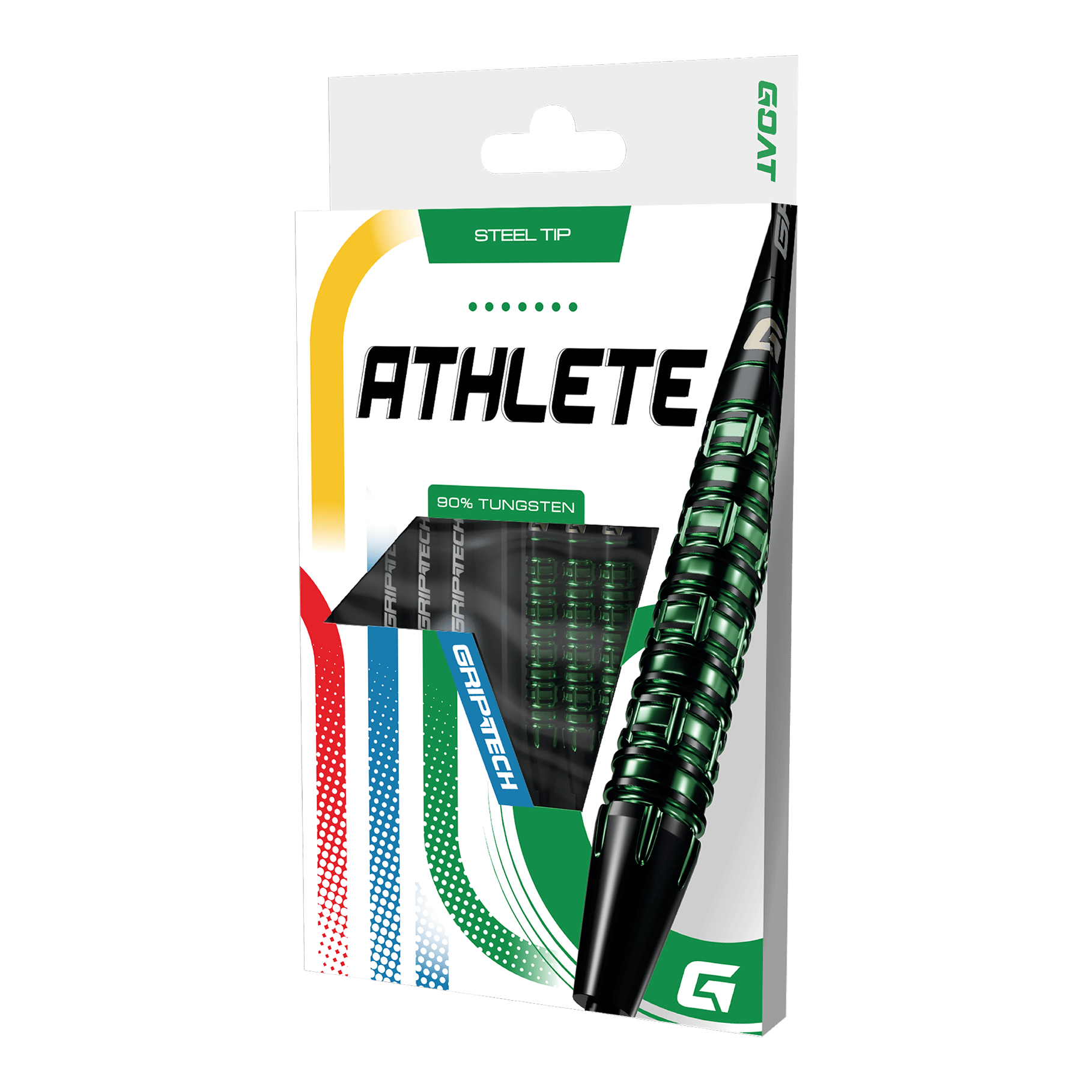 GOAT Athlete groene wolfraamstalen dartpijlen Dieses Bild stellt die GOAT Athlete Green Tungsten Steeldarts dar. Die Darts heben sich durch ihr grünes Design hervor.